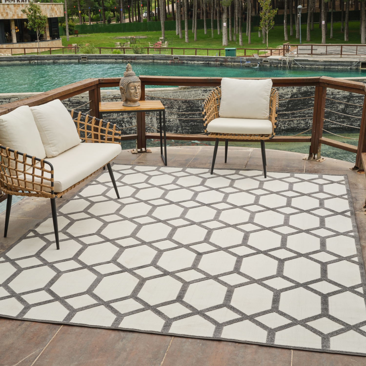Rug Branch Kairo Contemporary Trellis Grey/Beige Indoor Area Rug