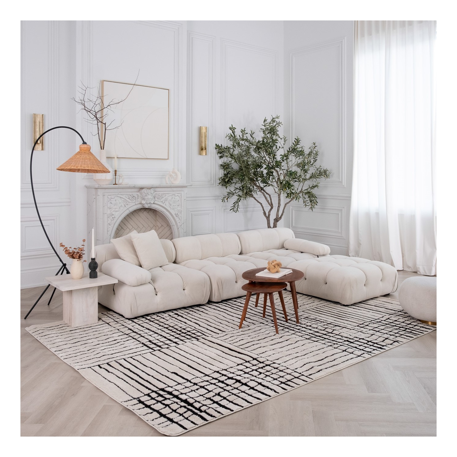 Rug Branch Edda Modern Abstract Cream/Black Indoor Area Rug