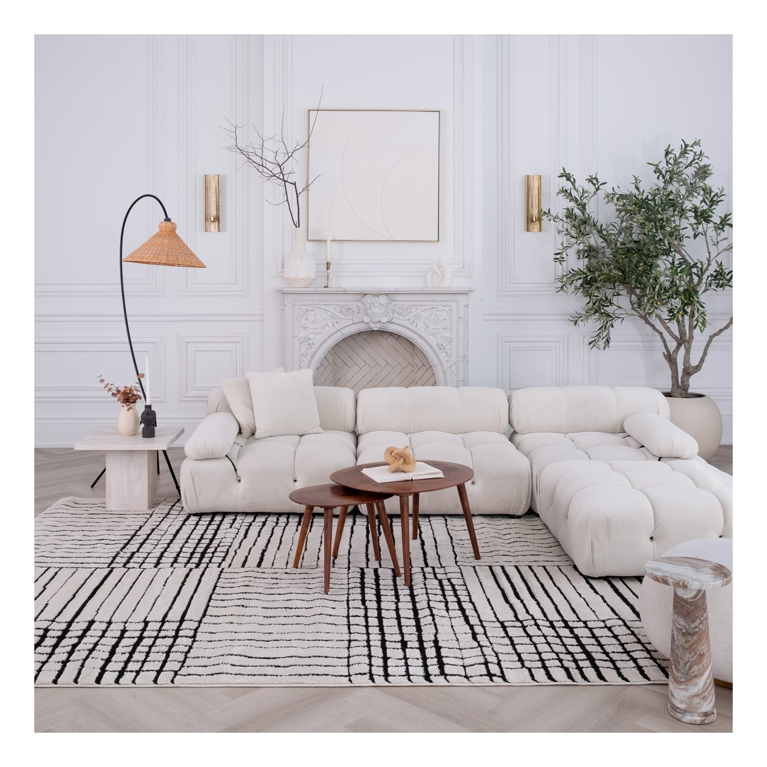 Rug Branch Edda Modern Abstract Cream/Black Indoor Area Rug