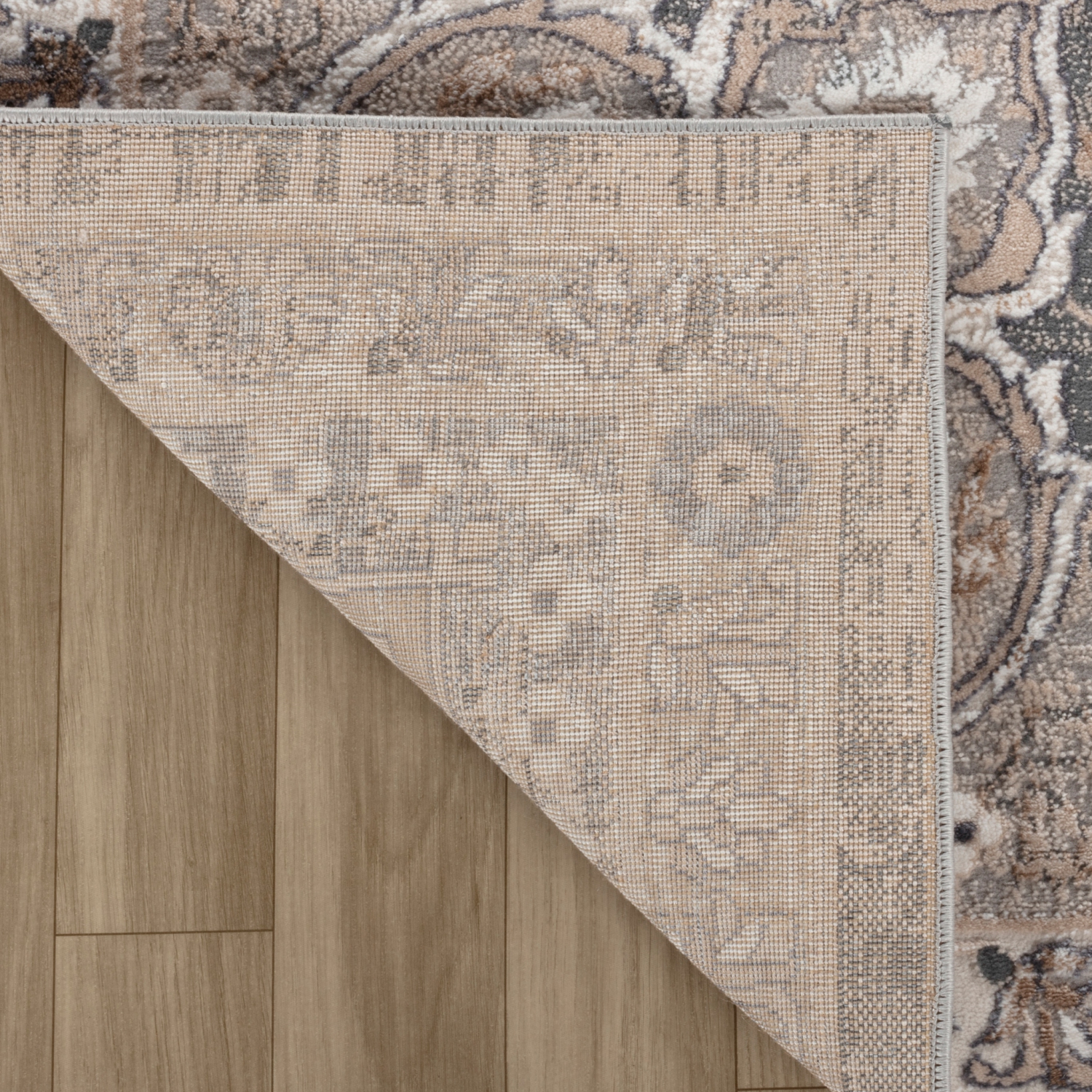 Tapis d'intérieur traditionnel Rawda, branche, gris oriental/beige