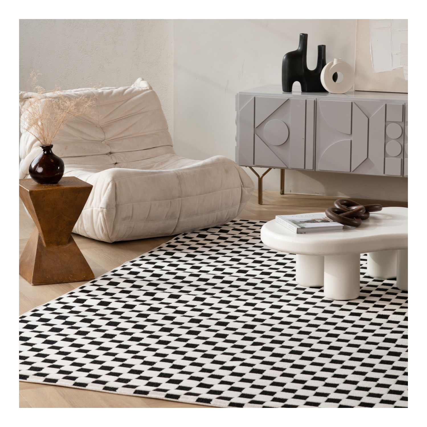 Rug Branch Rocky Contemporary Checkered Black/White Indoor Area Rug