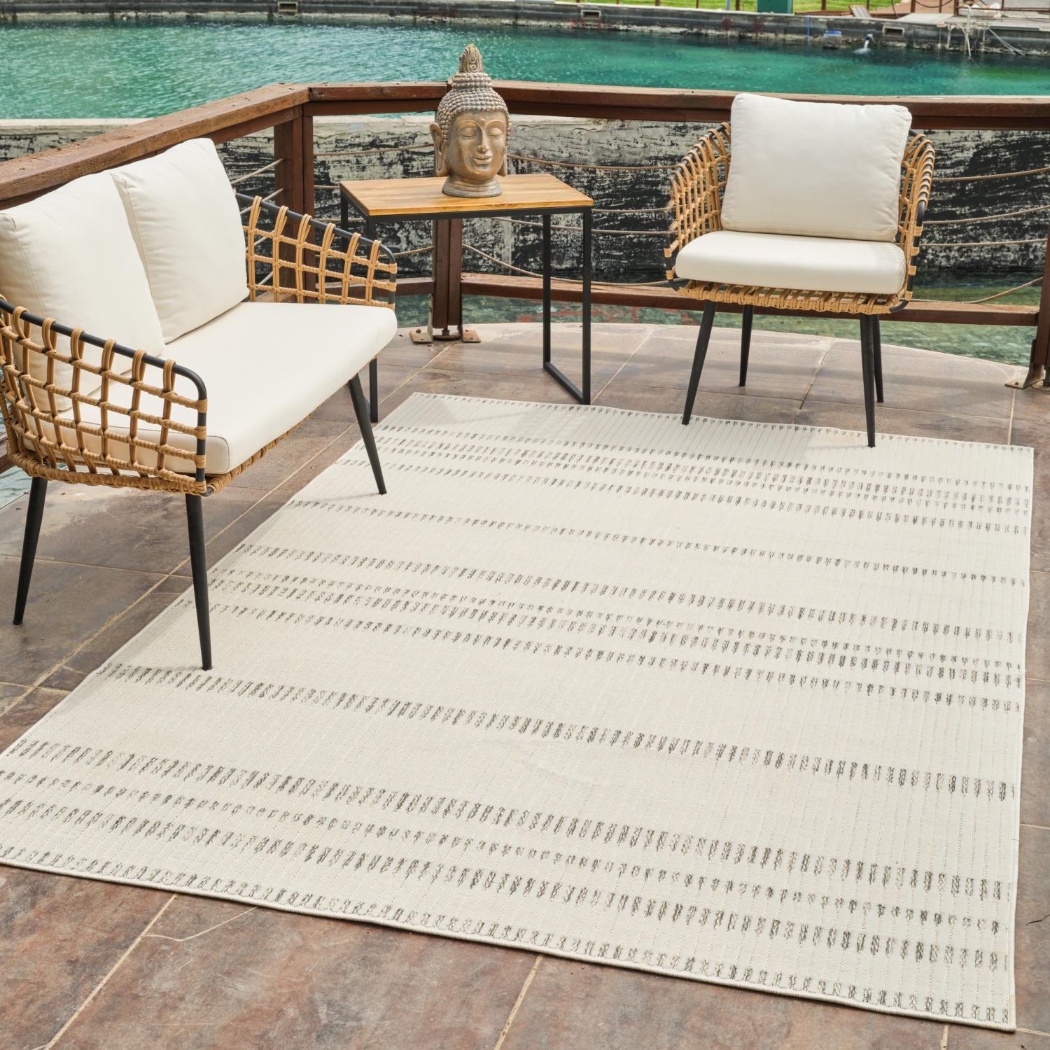 Rug Branch Paige Contemporary Striped Cream/Beige Indoor Area Rug