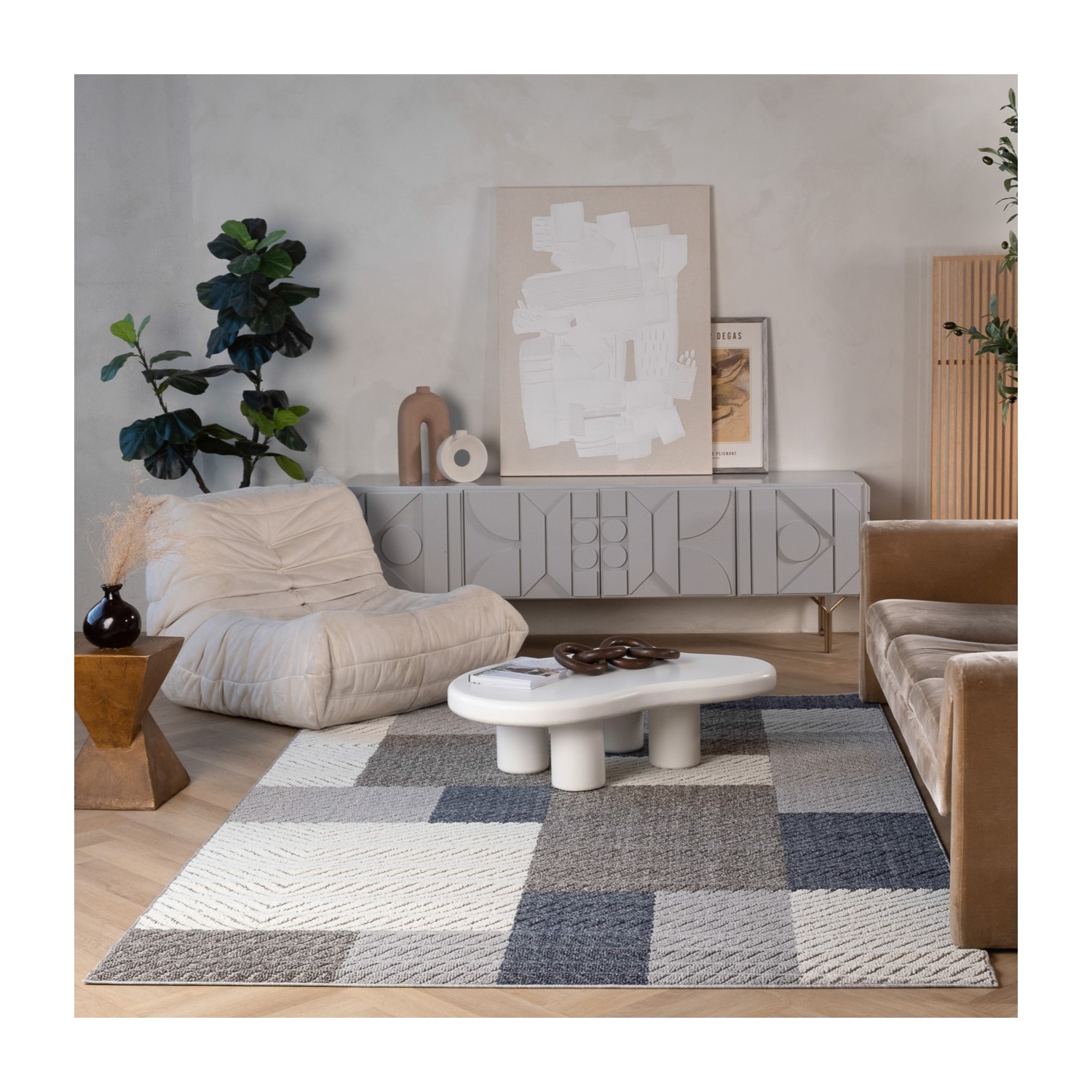 Rug Branch Mandala Contemporary Patchwork Grey/Blue Indoor Area Rug