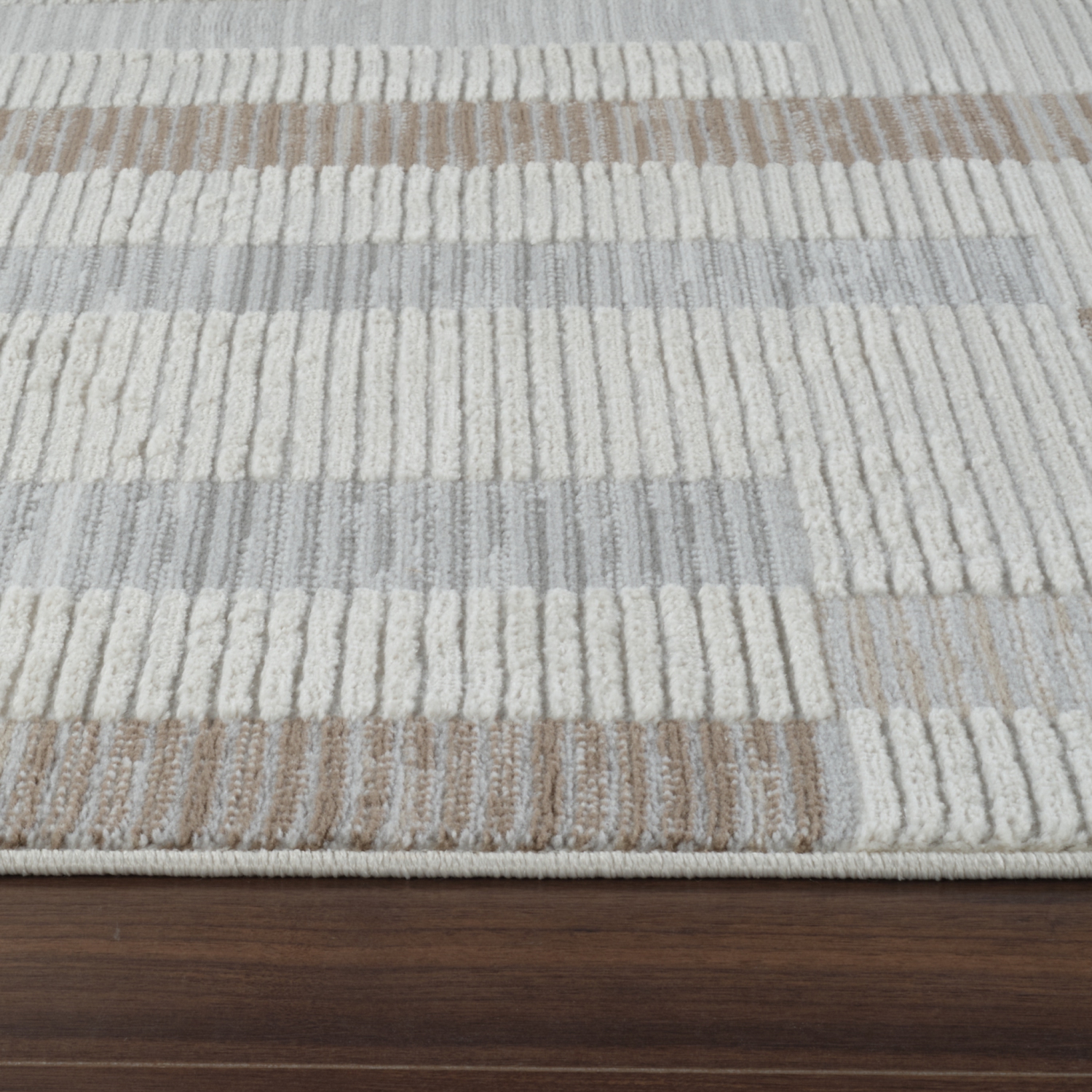 Tapis d'intérieur contemporain à motifs de runes beige/brun