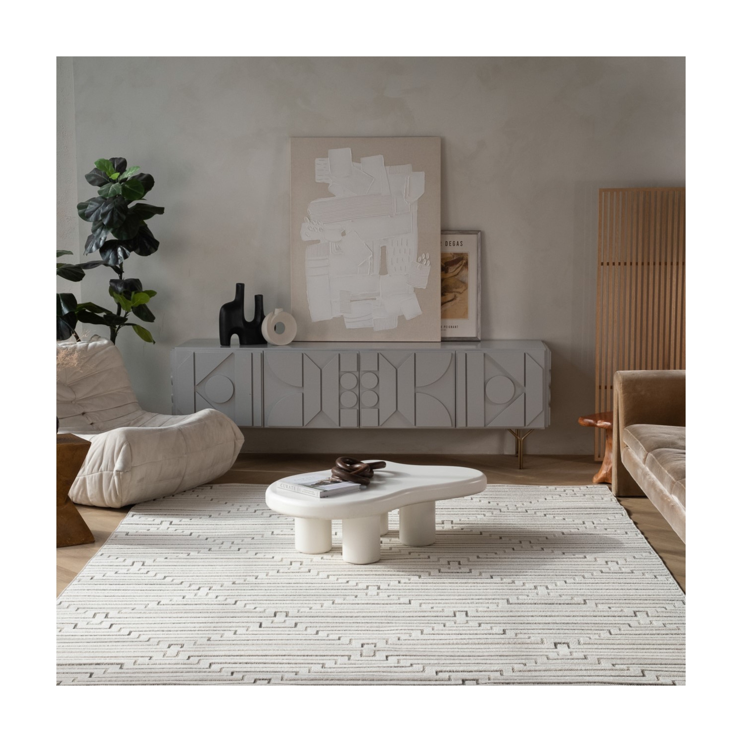 Rug Branch Ansel Contemporary Geometric Cream/Beige Indoor Area Rug