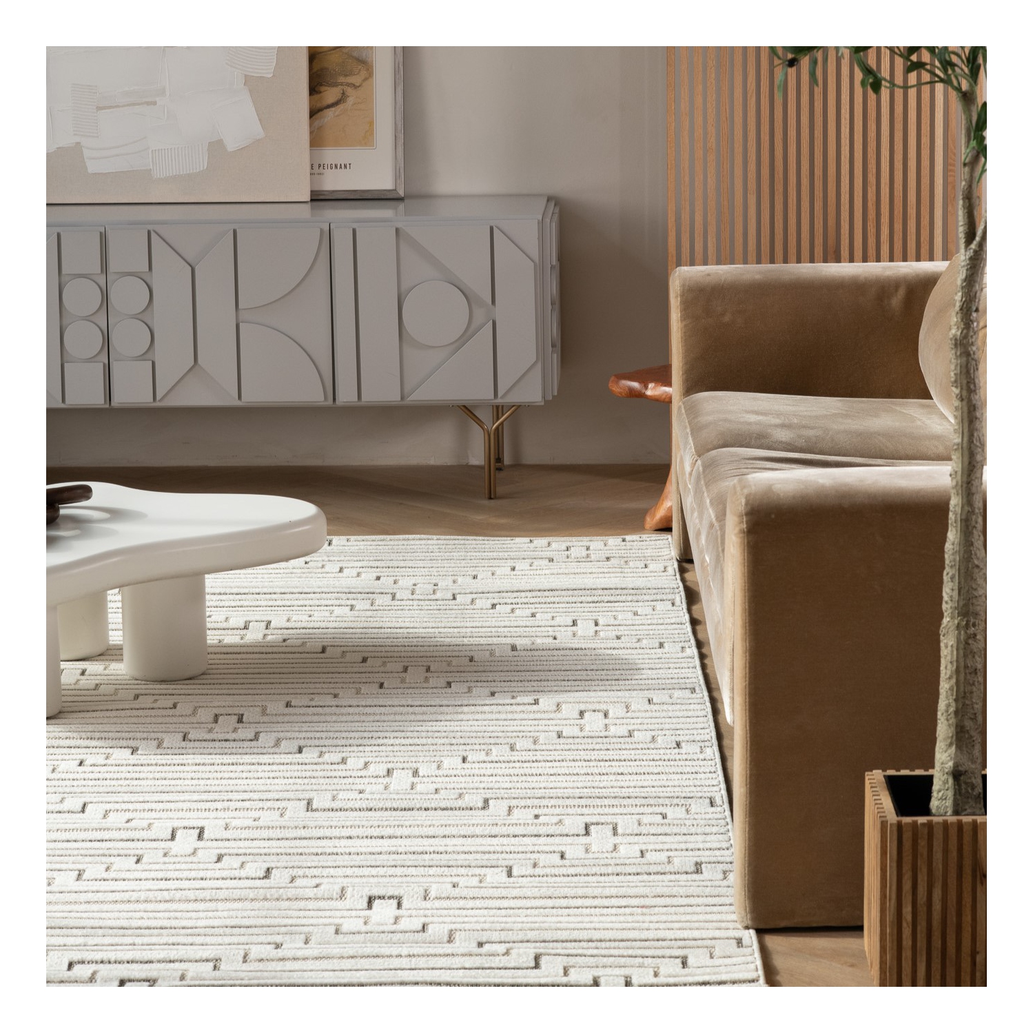 Rug Branch Ansel Contemporary Geometric Cream/Beige Indoor Area Rug