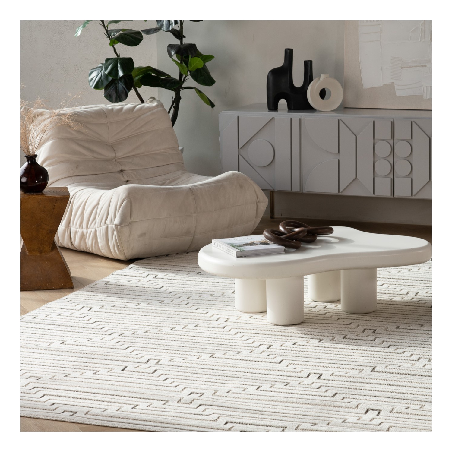 Rug Branch Ansel Contemporary Geometric Cream/Beige Indoor Area Rug