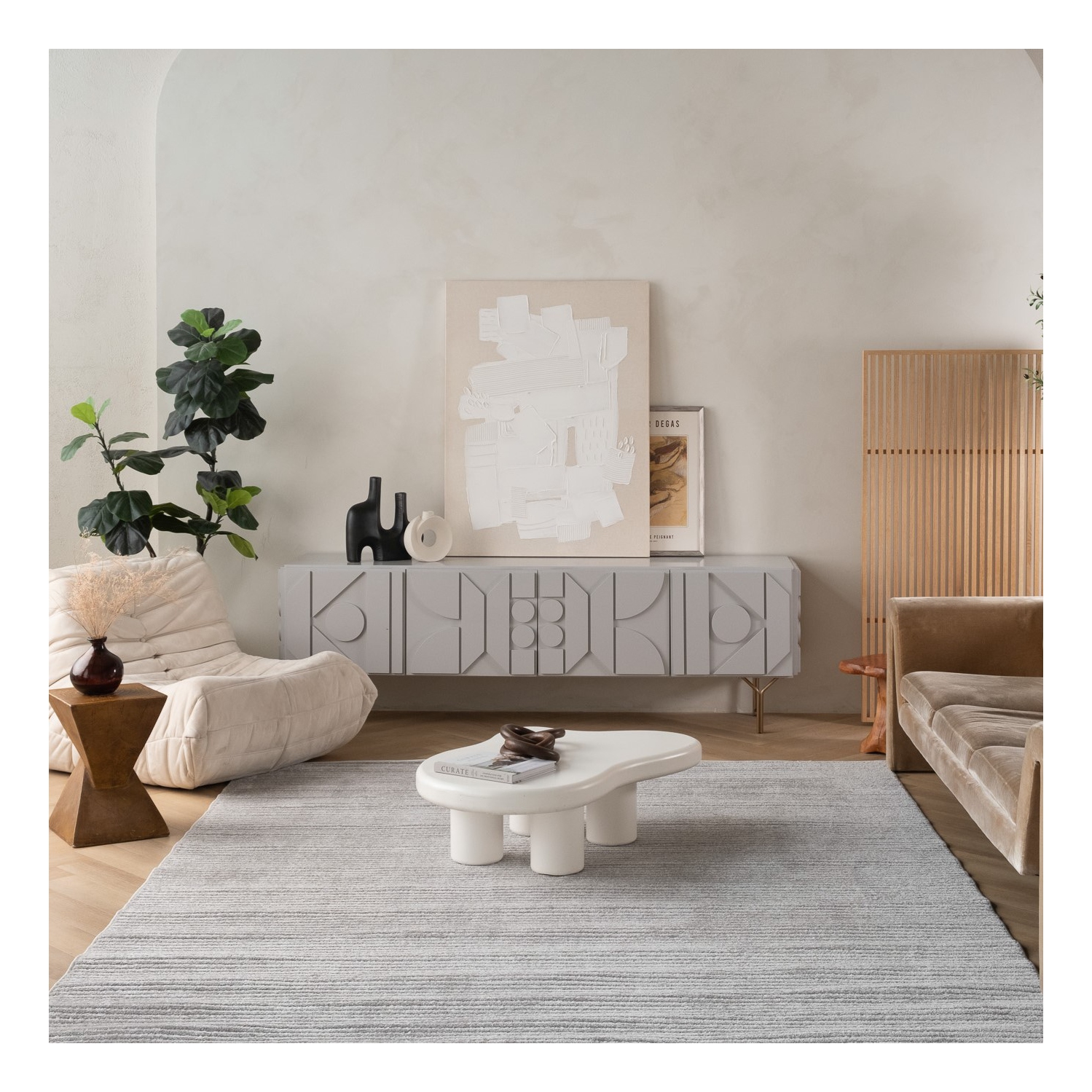 Rug Branch Solena Contemporary Striped Cream/Beige Indoor Area Rug