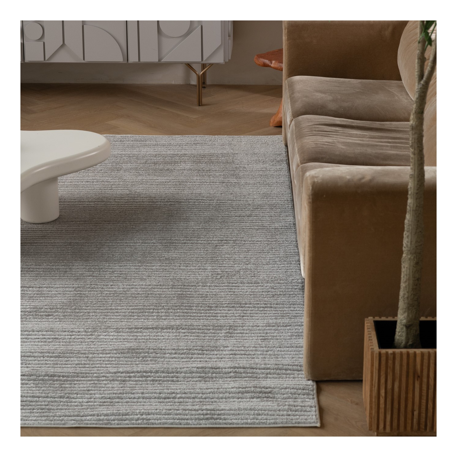 Rug Branch Solena Contemporary Striped Cream/Beige Indoor Area Rug