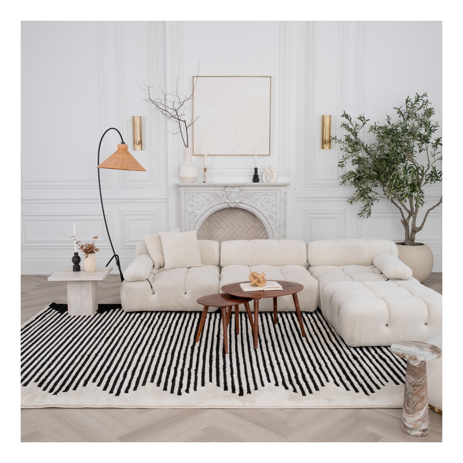 Rug Branch Shodo Modern Striped Cream/Black Indoor Area Rug