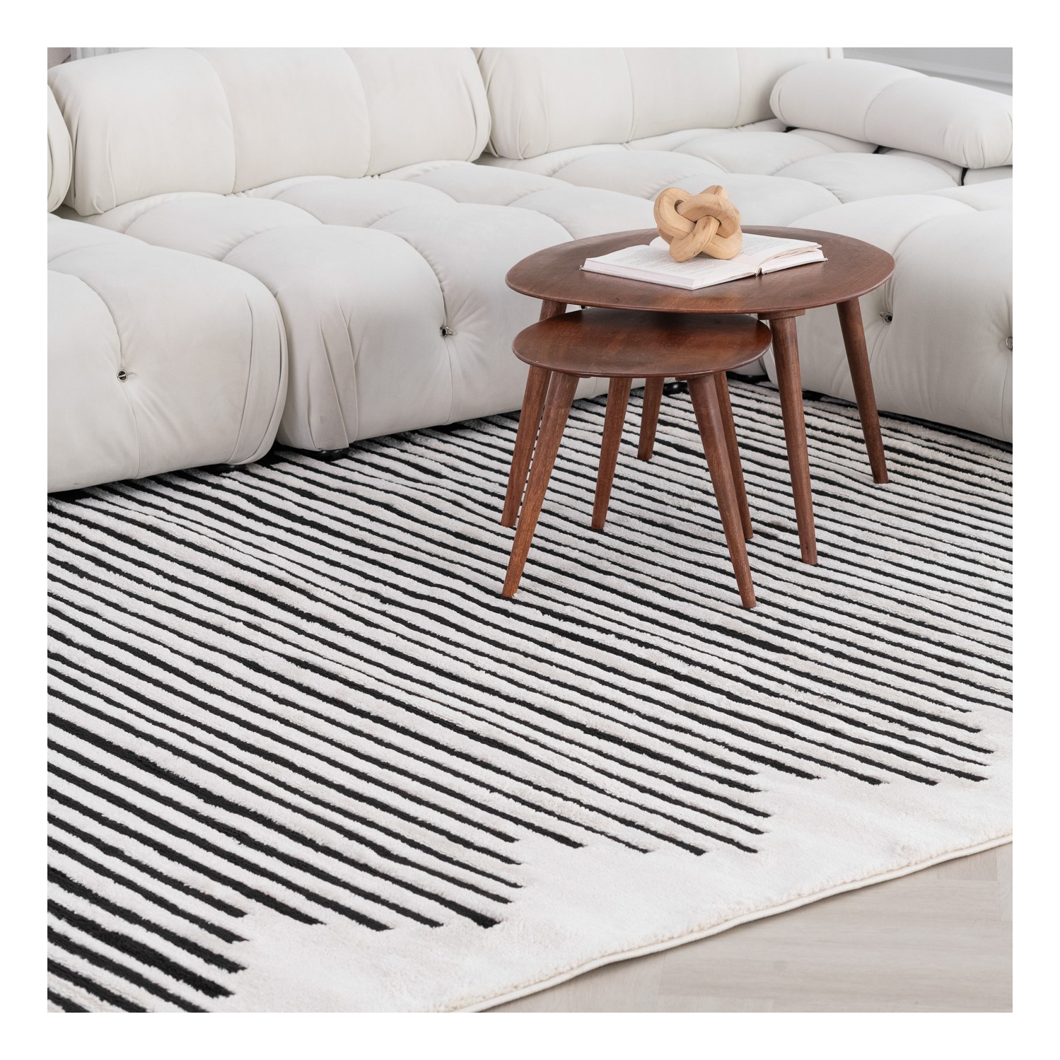 Rug Branch Shodo Modern Striped Cream/Black Indoor Area Rug