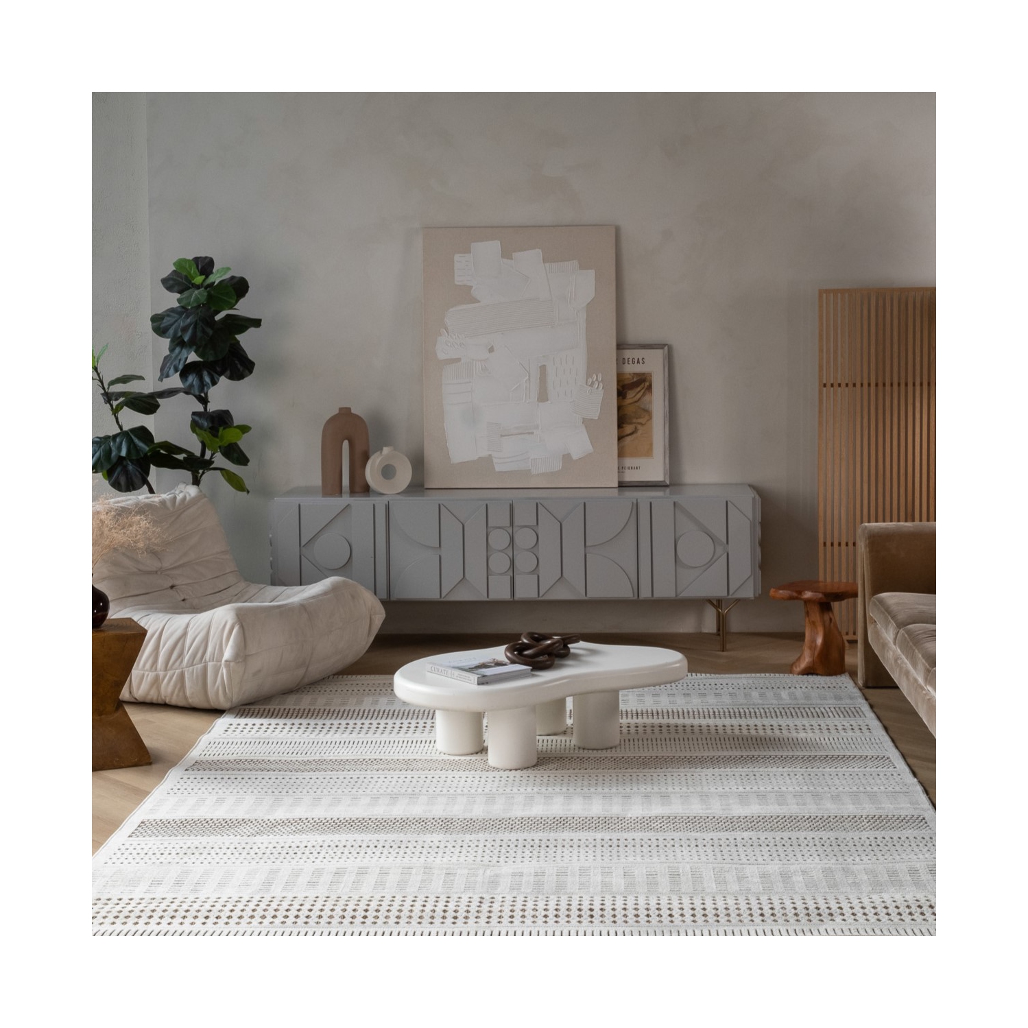 Tapis d'intérieur contemporain à motif géométrique beige/brun Azura Branch