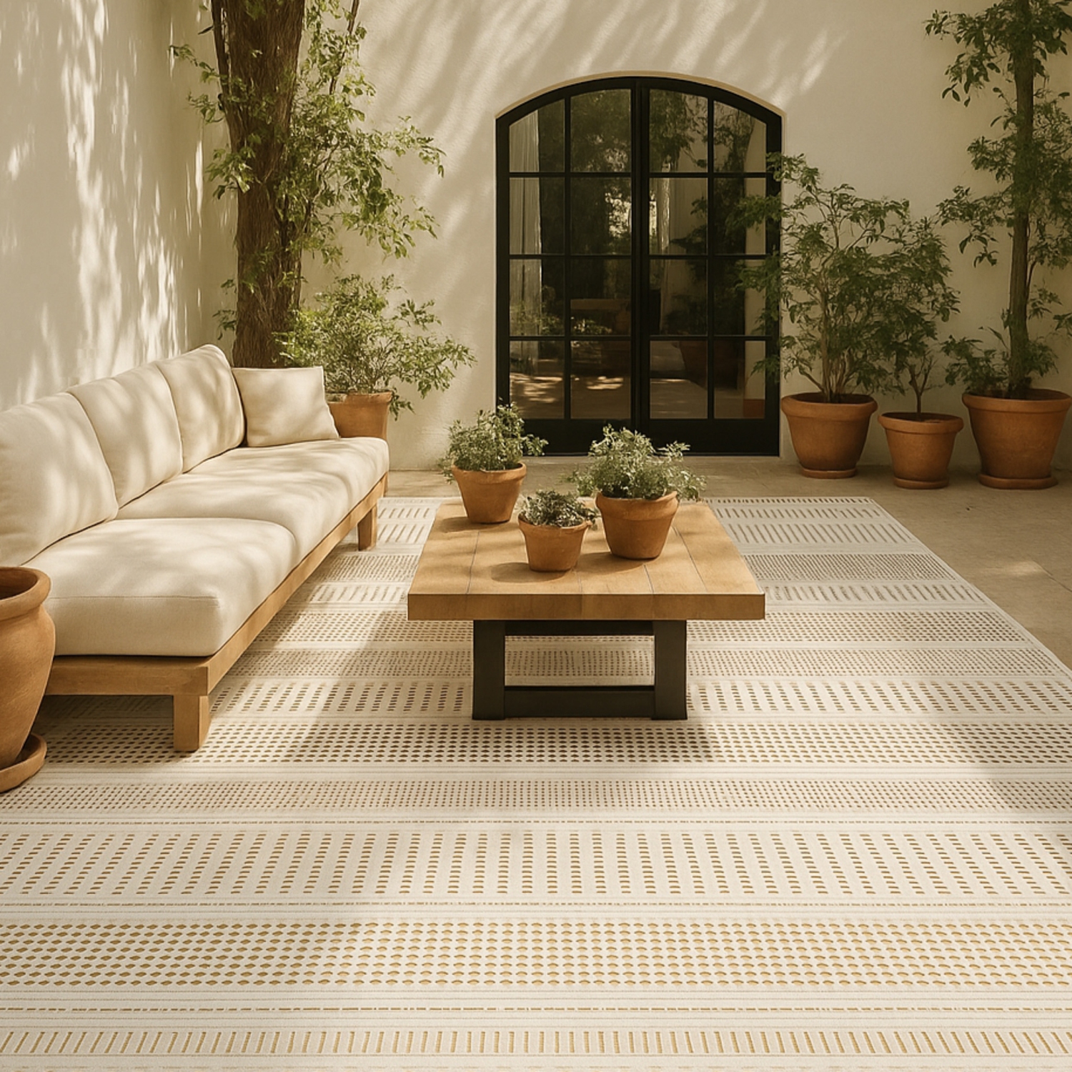 Tapis d'intérieur contemporain à motif géométrique beige/brun Azura Branch