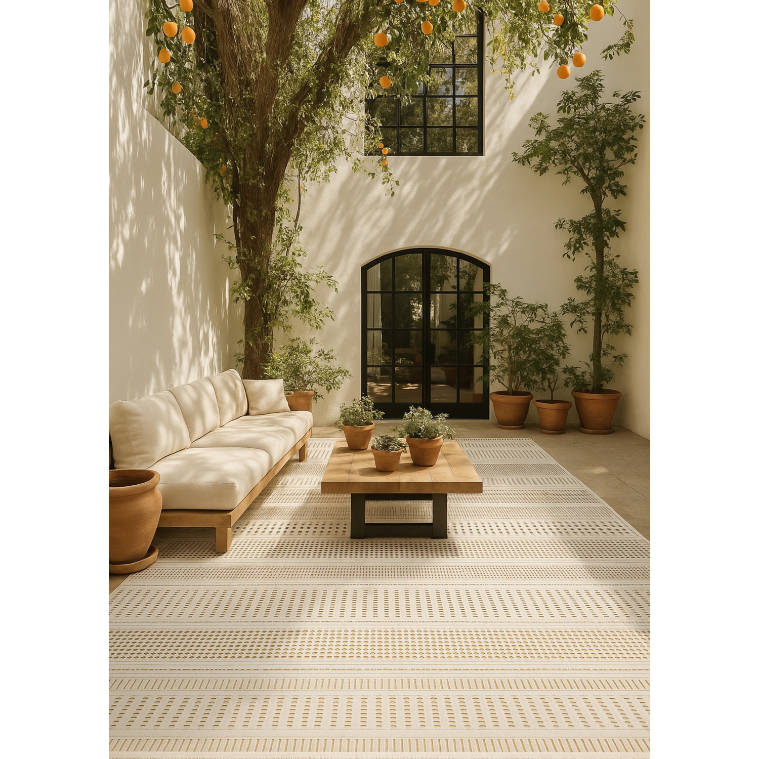 Tapis d'intérieur contemporain à motif géométrique beige/brun Azura Branch