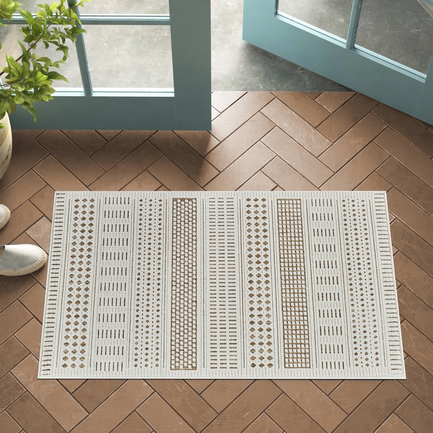 Rug Branch Azura Contemporary Geometric Beige/Brown Indoor Area Rug