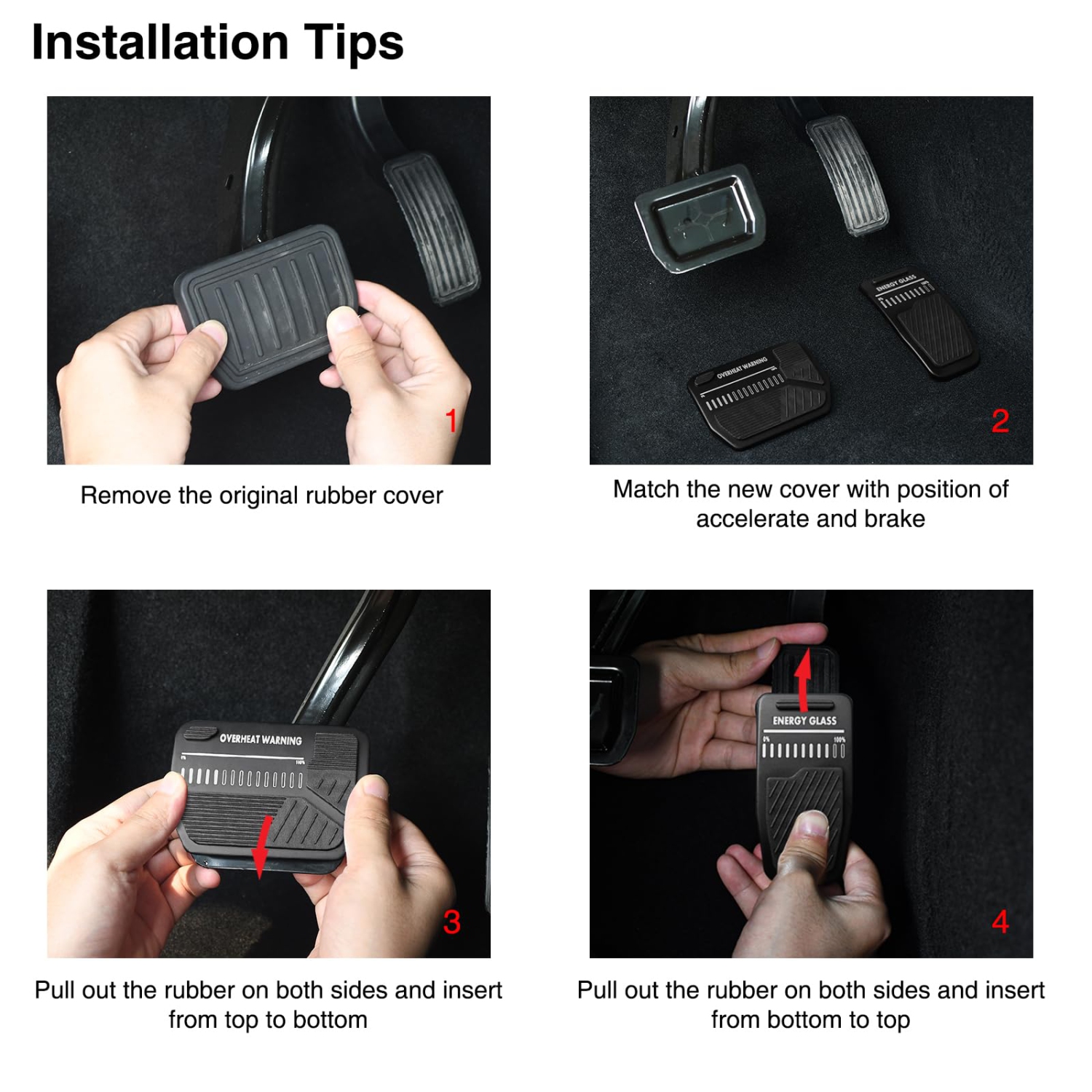 Upgraded Foot Pedal Pads Set for Tesla Model 3 Model Y, Non-Slip Performance Aluminum Car Accessories Brake & Accelerator Pedal Covers for Model 3/Y