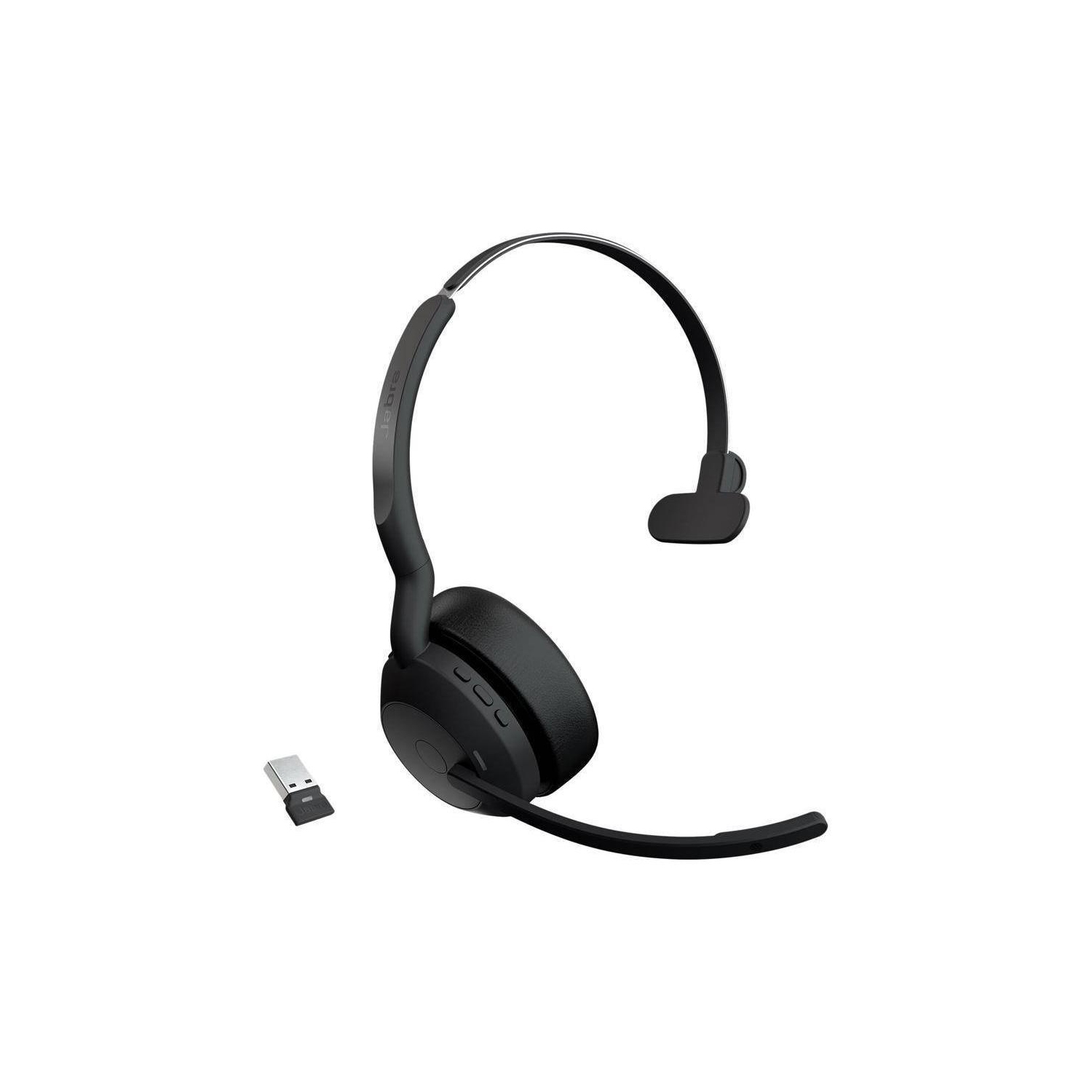 Jabra Evolve2 55 On-Ear Noise Cancelling Wireless Bluetooth Monaural Headset with Mic - Black