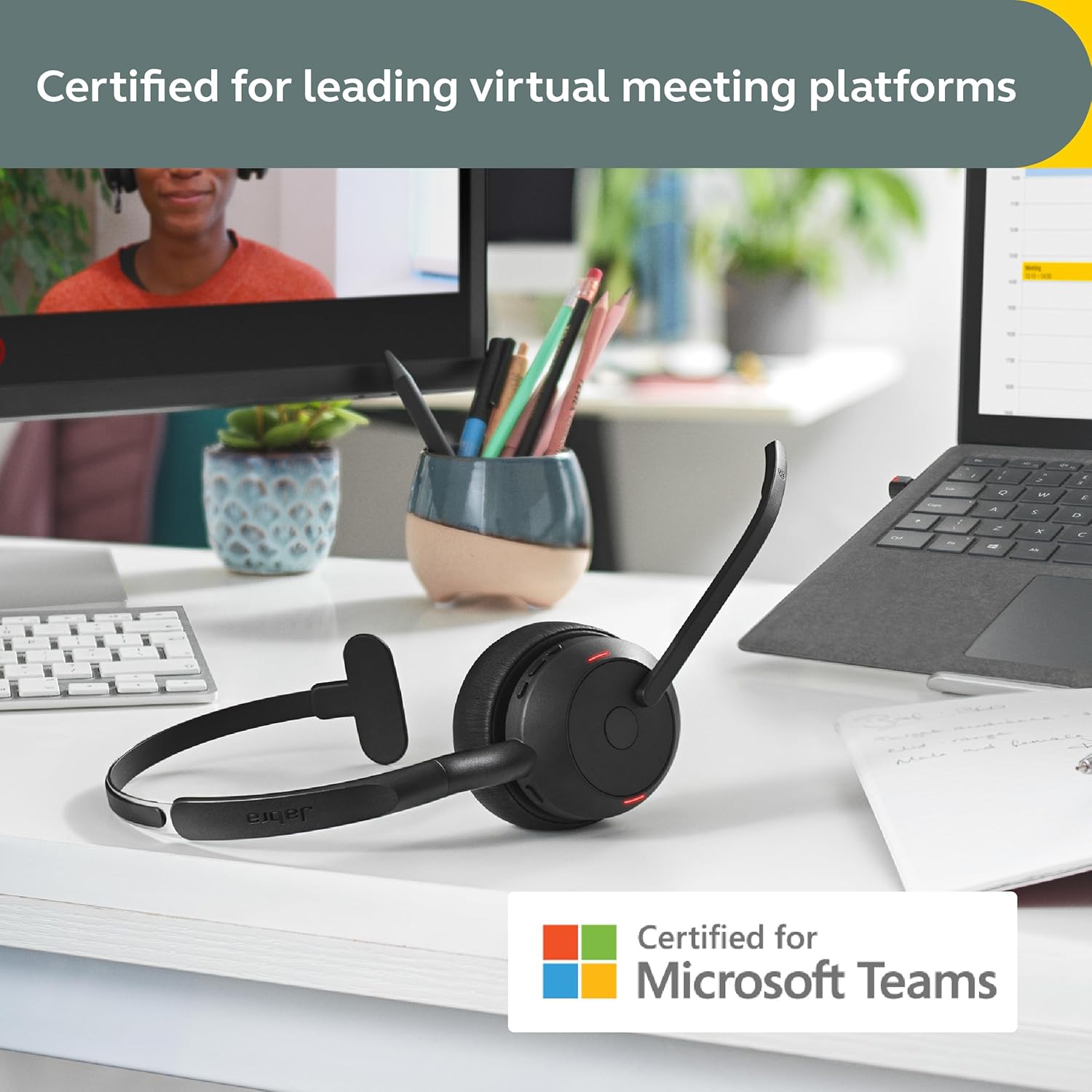 Jabra Evolve2 55 On-Ear Noise Cancelling Wireless Bluetooth Monaural Headset with Mic - Black