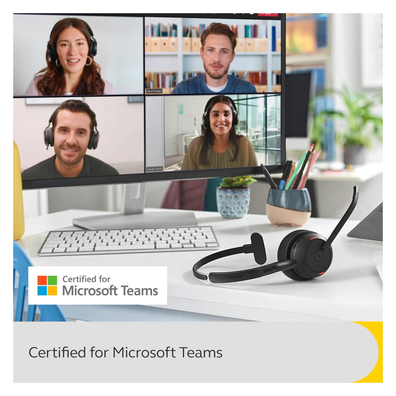 Jabra Evolve2 55 On-Ear Noise Cancelling Wireless Bluetooth Monaural Headset with Mic - Black