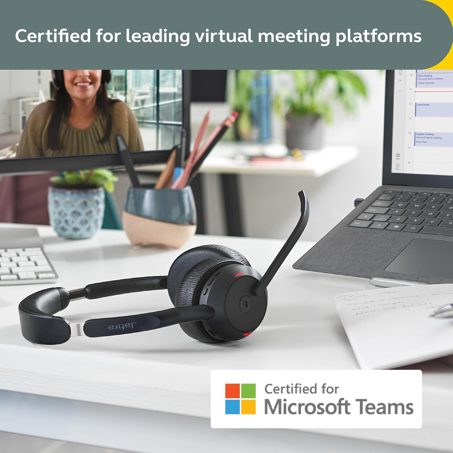 Casque d'écoute sans fil Bluetooth à suppression du bruit avec micro Evolve2 55 de Jabra - Noir