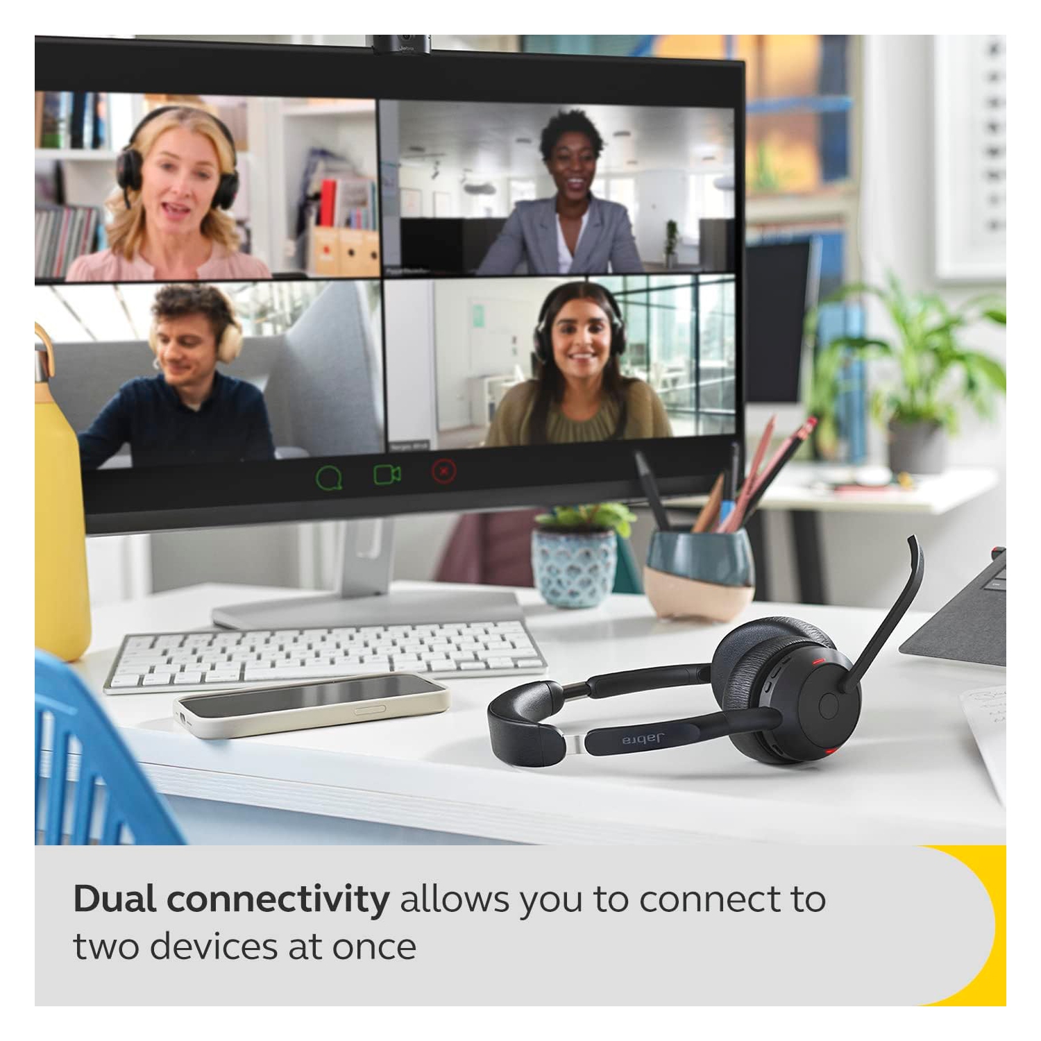 Casque d'écoute sans fil Bluetooth à suppression du bruit avec micro Evolve2 55 de Jabra - Noir