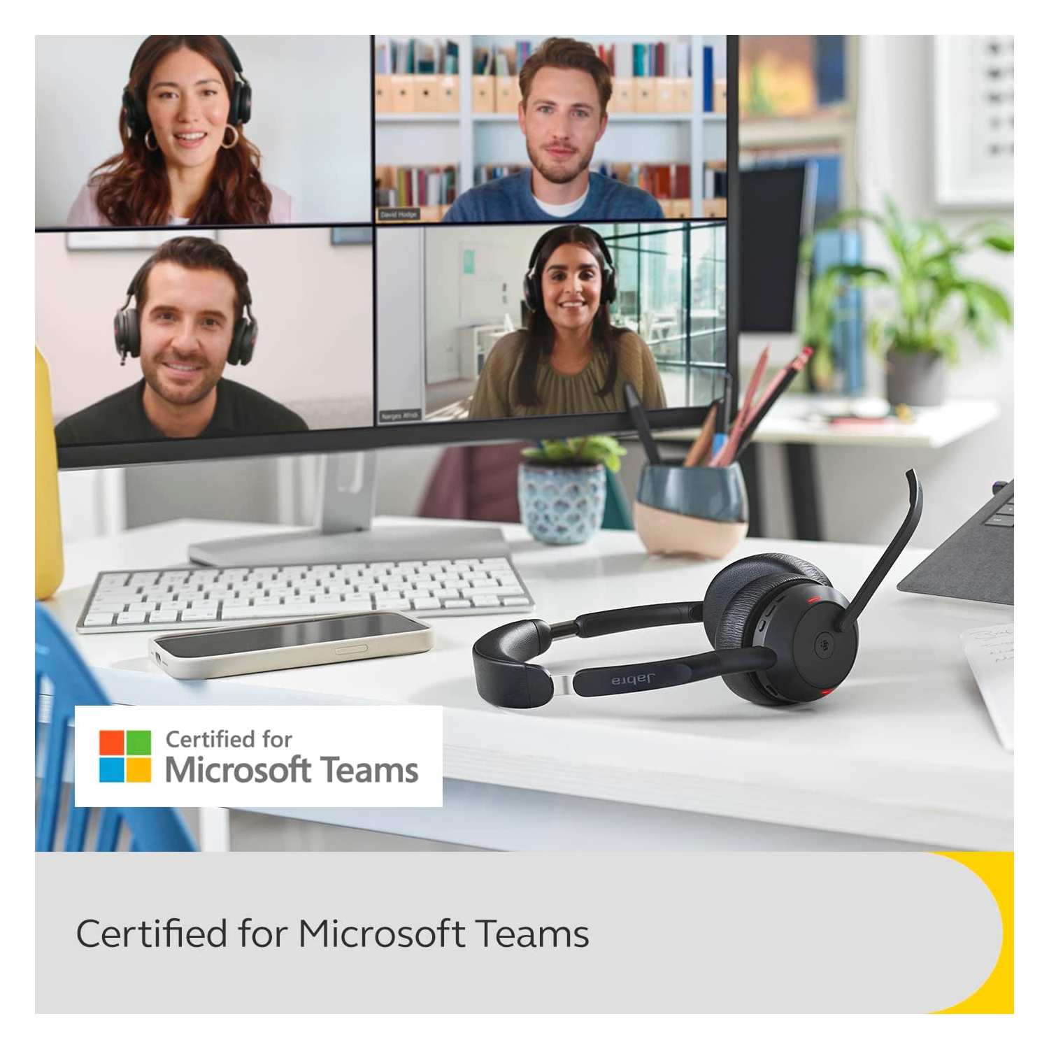 Casque d'écoute sans fil Bluetooth à suppression du bruit avec micro Evolve2 55 de Jabra - Noir