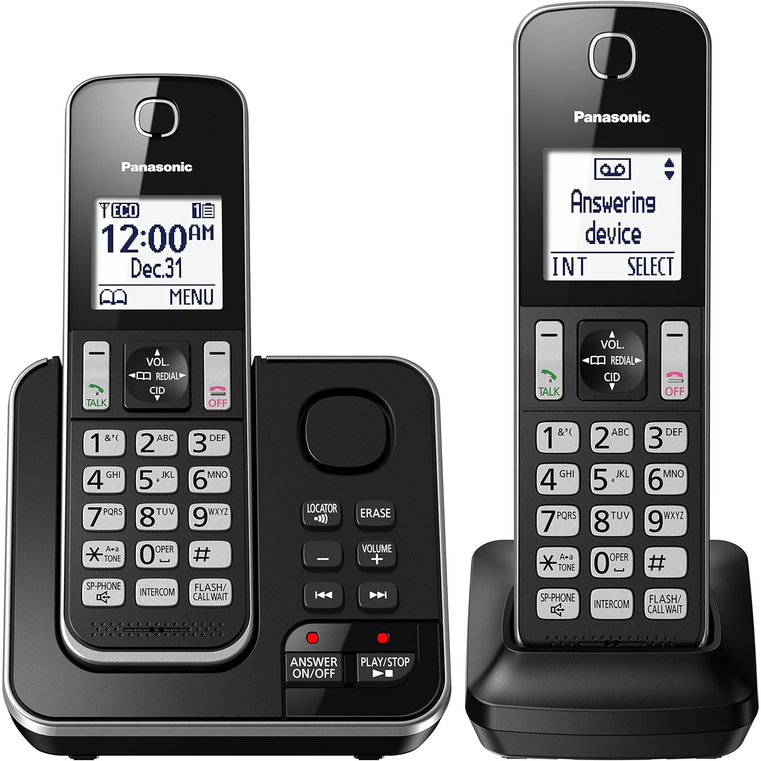 Panasonic DECT 6.0 Expandable Cordless Phone with Answering Machine and Call Block - 2 Cordless Handsets