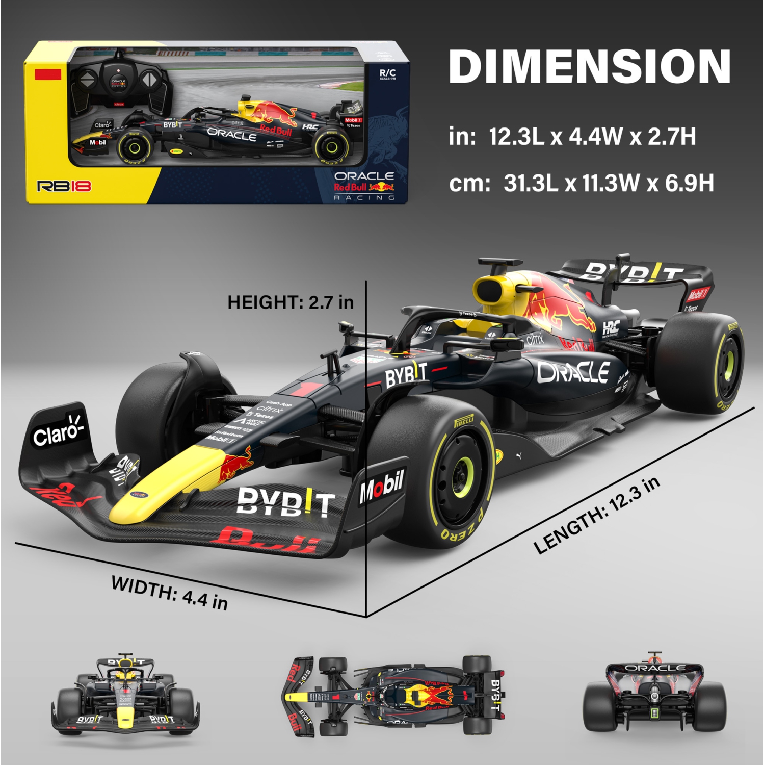 Voltz Toys Authentic Licensed 1:18 F1 RedBull Rb18 NO.1 Car Remote Control Car - F1 Collection RC car Series for Kids and Adults - 2.4GHz RC Car for