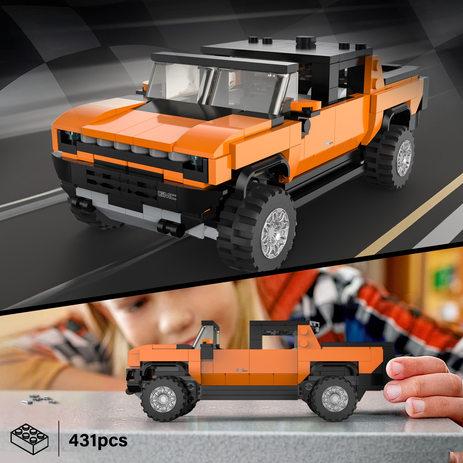 Voltz Toys Building Bricks, Officially Licensed 1:30 Scale Hummer EV Model Building Kit – 431 Piece Hummer EV Vehicle Collectible Construction Set