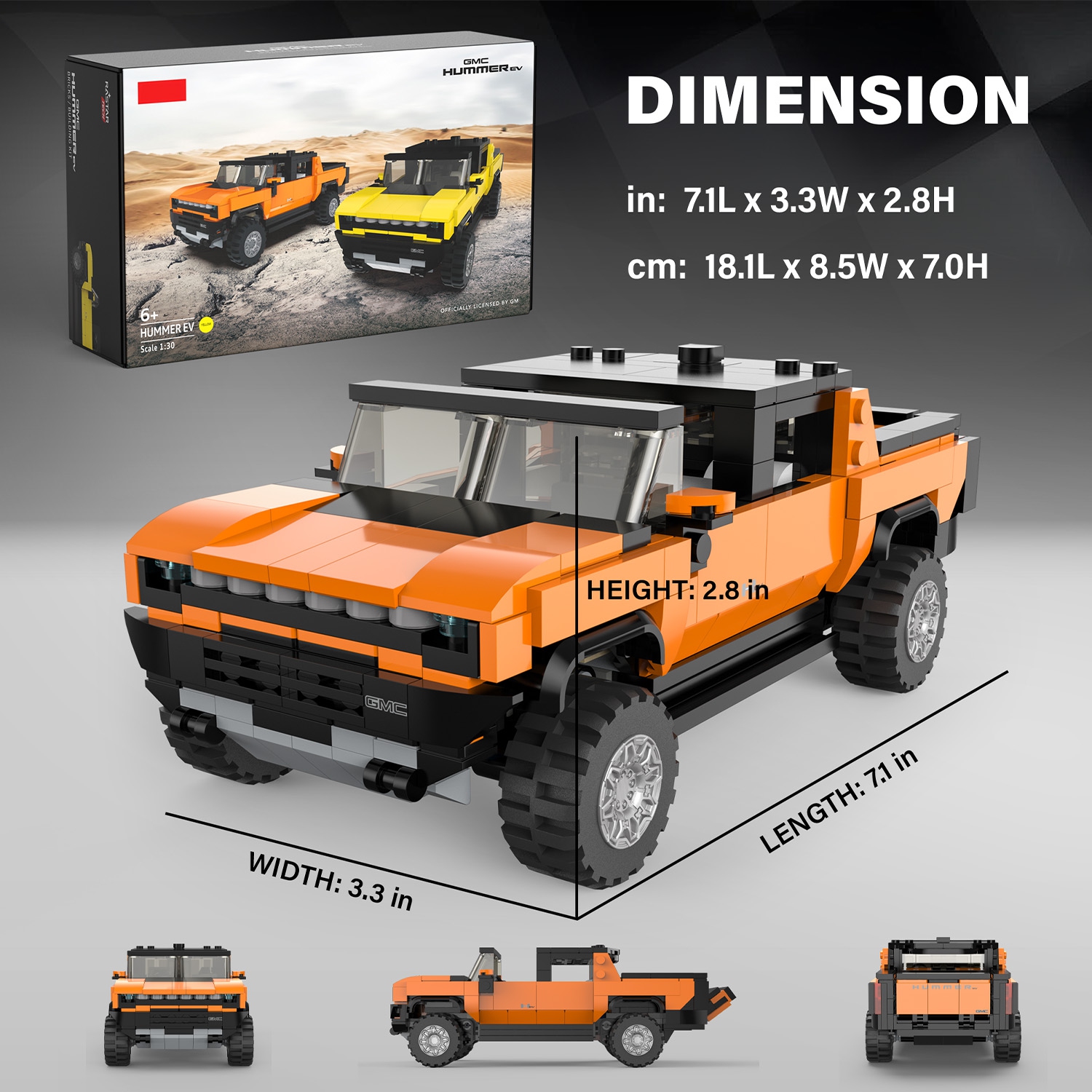 Voltz Toys Building Bricks, Officially Licensed 1:30 Scale Hummer EV Model Building Kit – 431 Piece Hummer EV Vehicle Collectible Construction Set