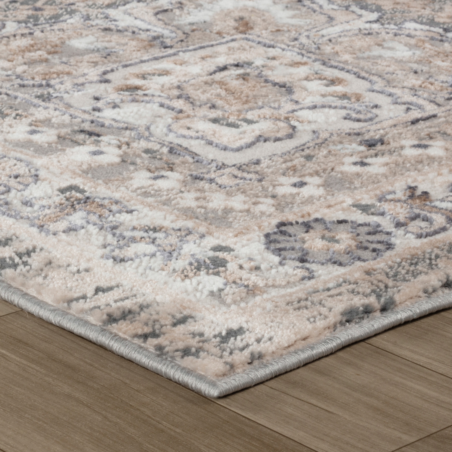 Tapis d'intérieur traditionnel Rawda, branche, gris oriental/beige