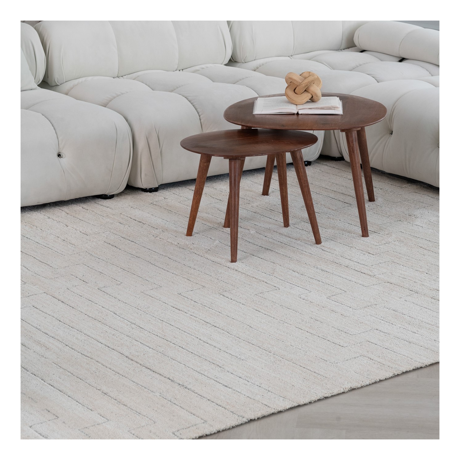 Rug Branch Aila Modern Linear Geometric Beige/Cream Indoor Area Rug