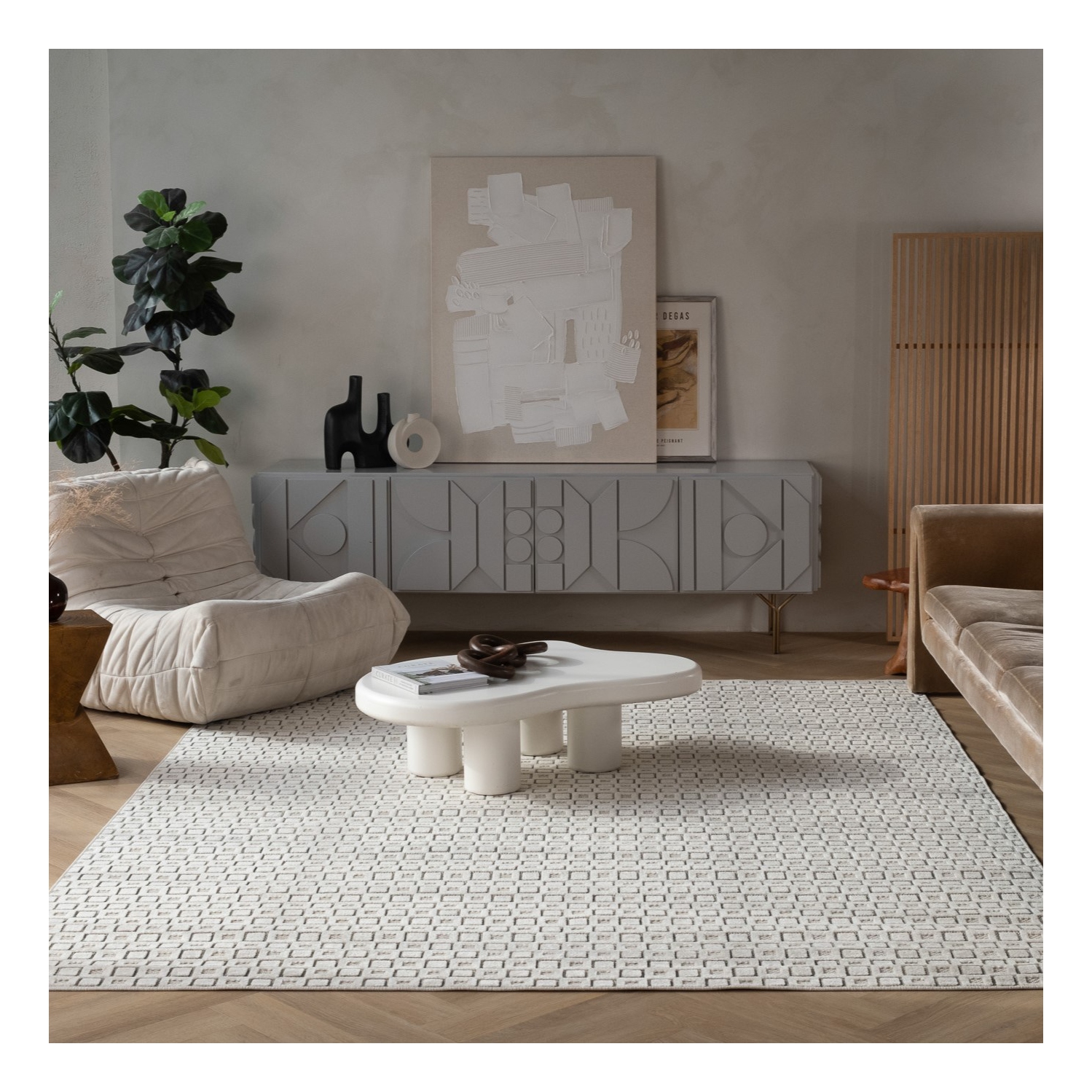 Rug Branch Vector Contemporary Geometric Cream/Beige Indoor Area Rug