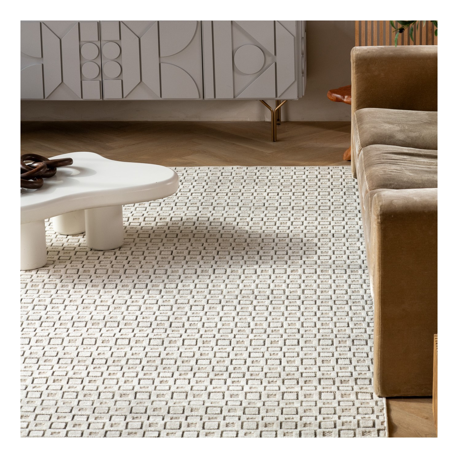 Rug Branch Vector Contemporary Geometric Cream/Beige Indoor Area Rug