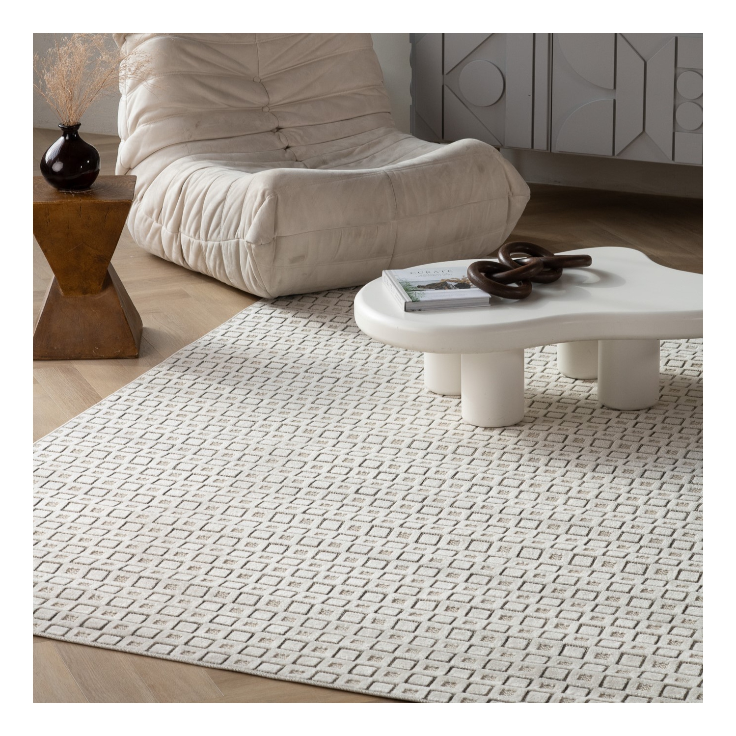 Rug Branch Vector Contemporary Geometric Cream/Beige Indoor Area Rug