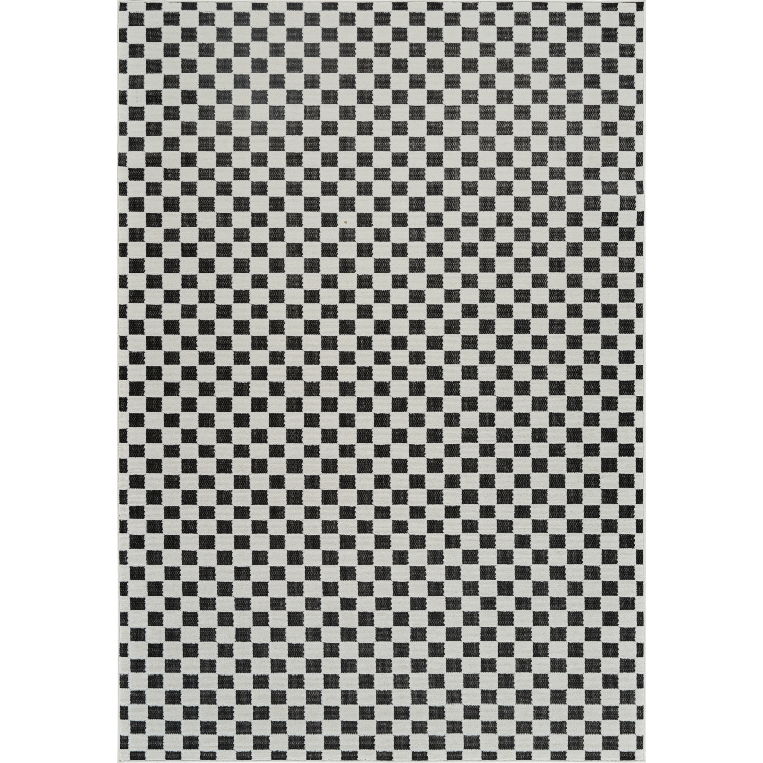 Tapis d'intérieur contemporain à damiers noir/blanc Branch de style Rocky