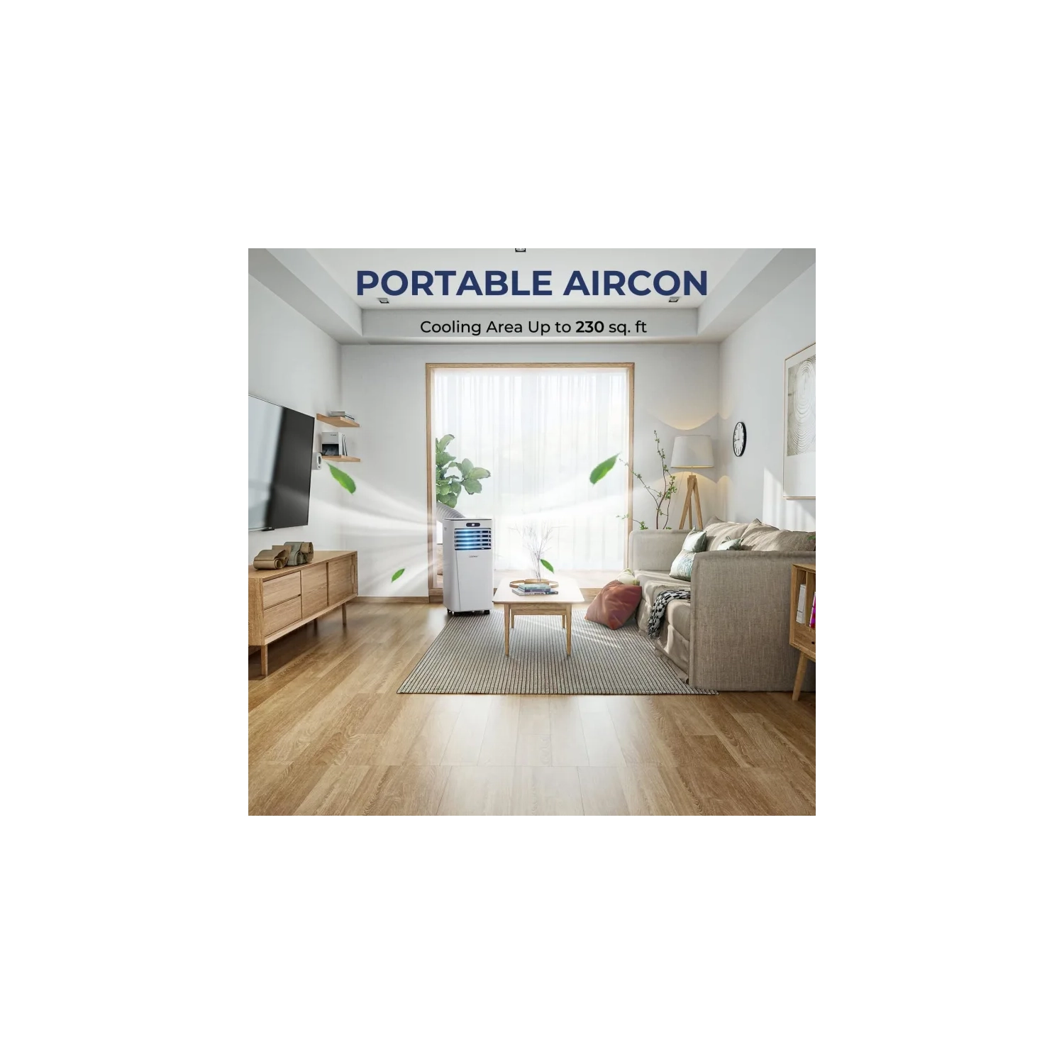 8000BTU Portable Air Conditioner | Cooling Fan with Drying, Sleep Mode, 24H Timer, Remote - Cools up to 230 Sq. ft