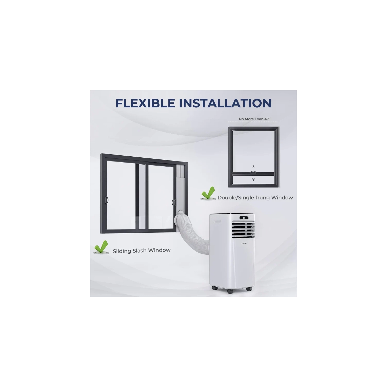 8000BTU Portable Air Conditioner | Cooling Fan with Drying, Sleep Mode, 24H Timer, Remote - Cools up to 230 Sq. ft