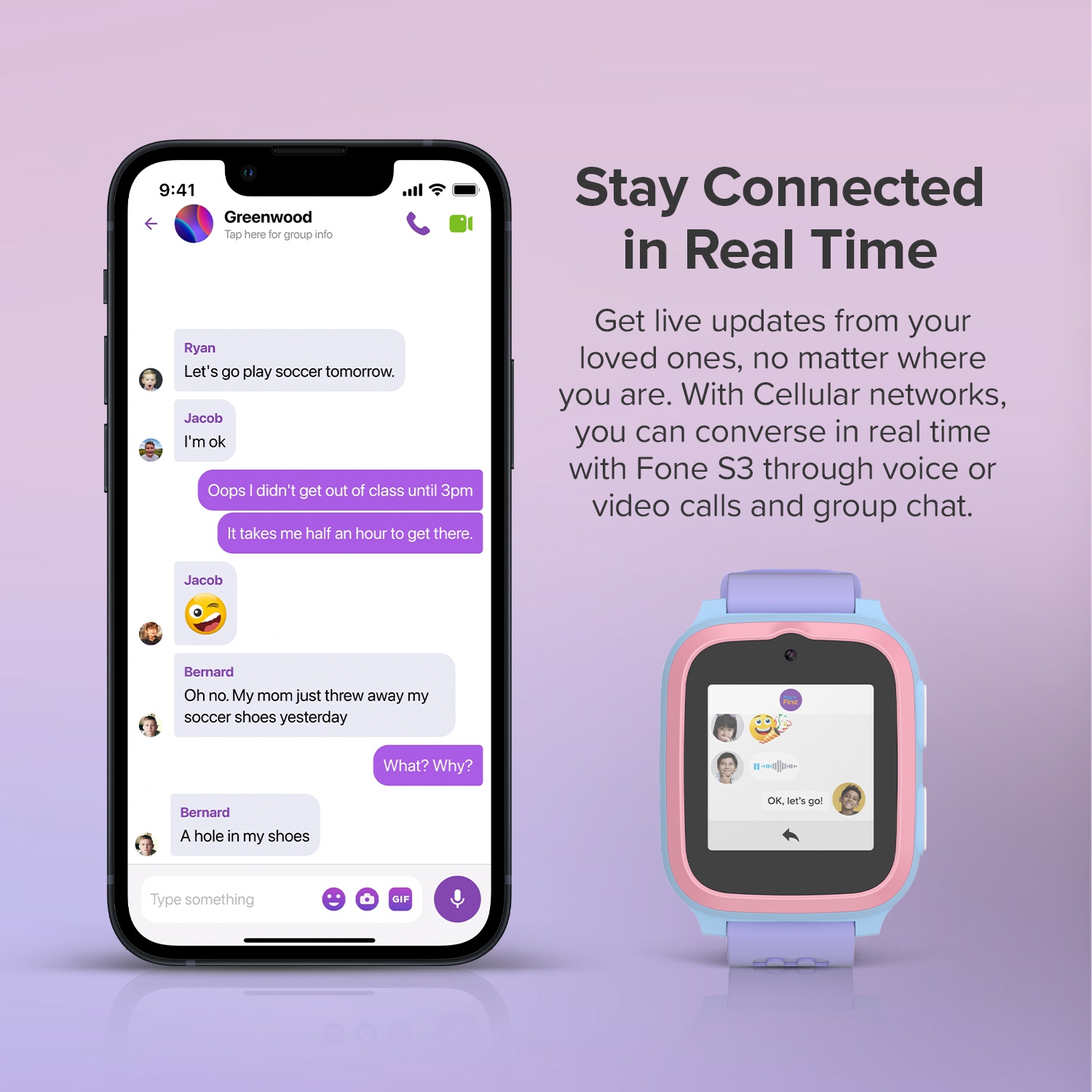 myFirst Fone S3+ Kids Smart Watch Phone eSIM Technology GPS Tracker, Video & Voice Call, Messaging, SOS Button - Gift For Girl Ages 5-12 (North