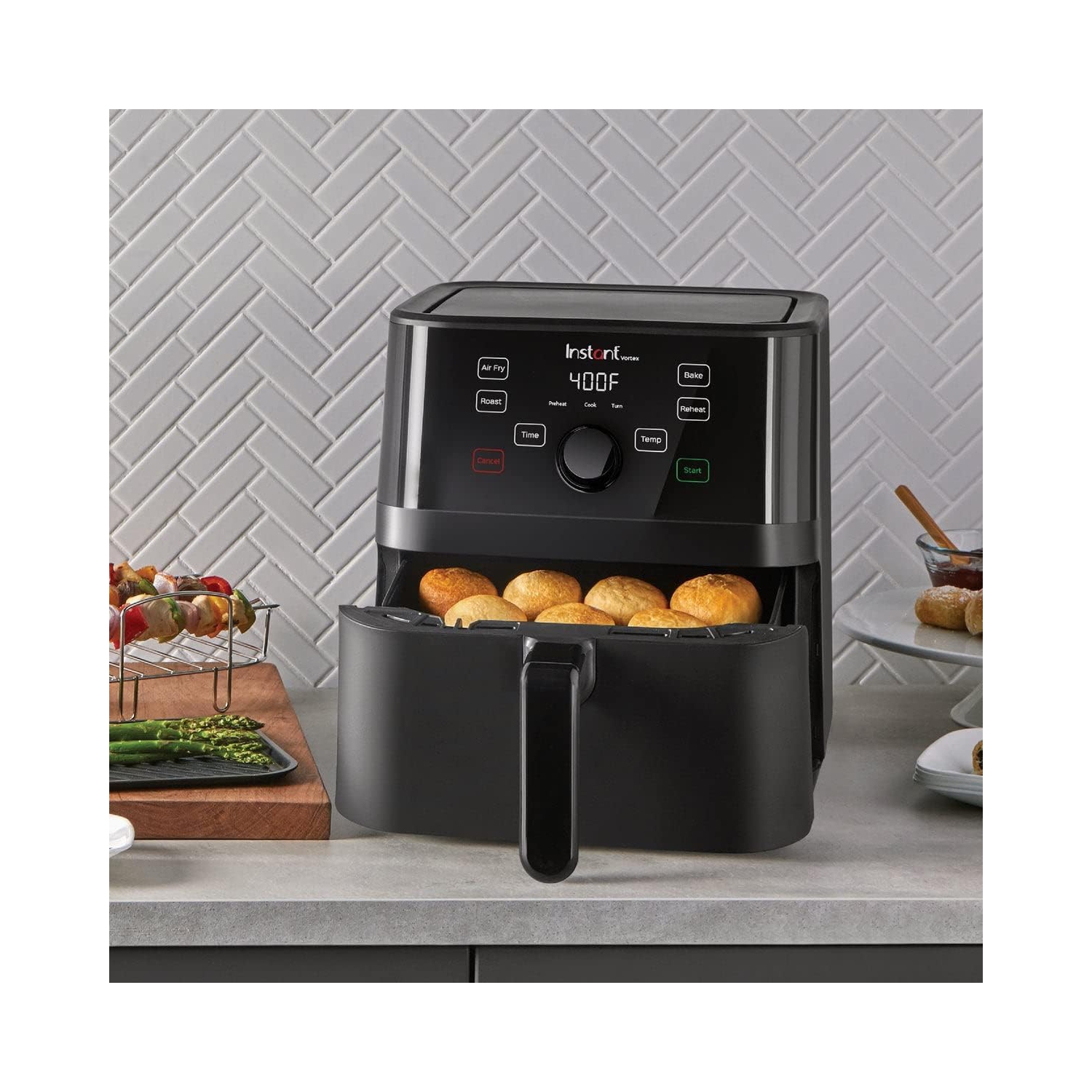 Ensemble avec four friteuse à air chaud Vortex 5,7QT d'Instant Pot, programmes de cuisson intelligents personnalisables, écran tactile numérique,