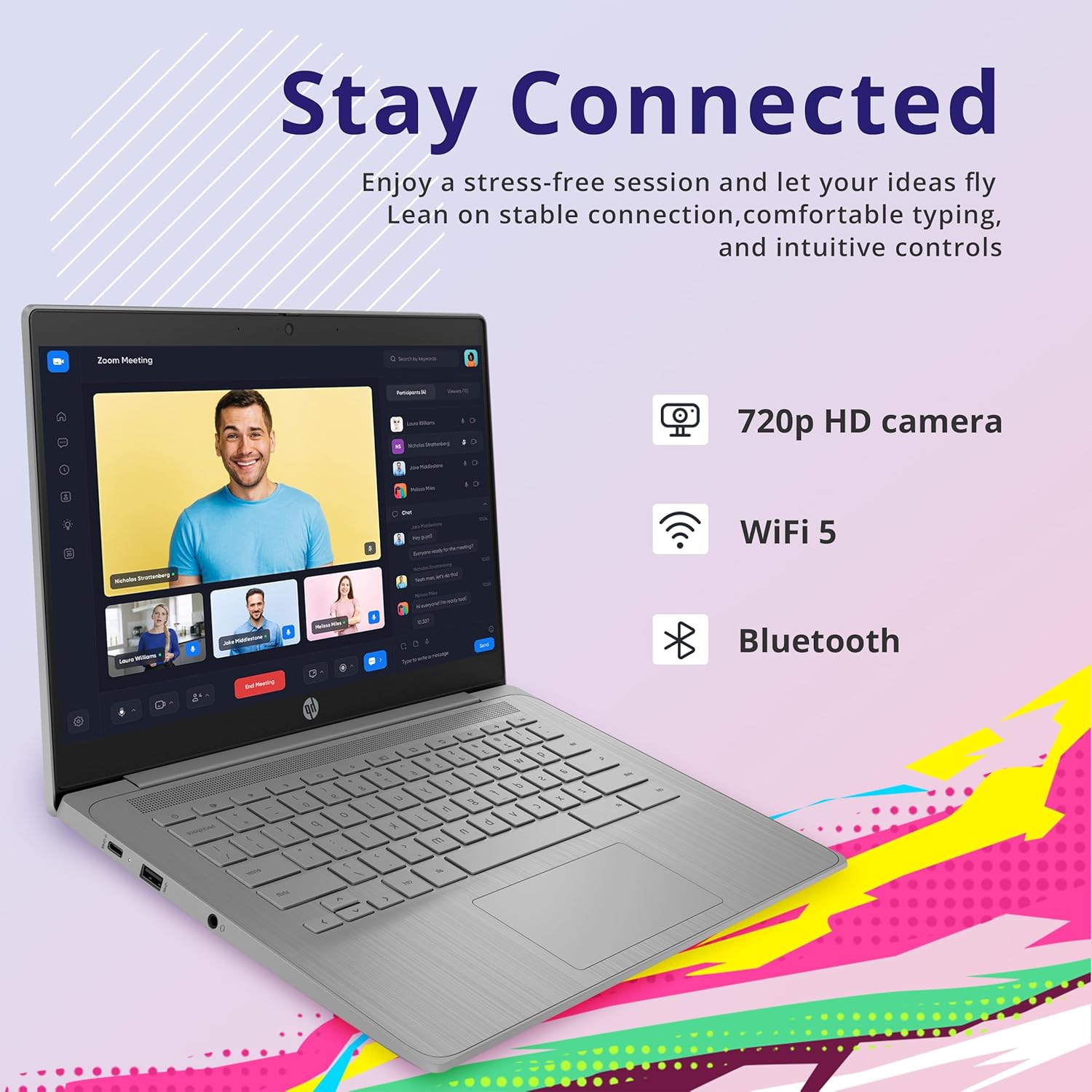 HP Chromebook 14" HD Laptop, Intel Celeron N4120, 64GB eMMC, 4GB RAM, Intel UHD Graphics 600, 720p HD Camera, Wi-Fi 5, Bluetooth, Modern Gray, Chrome