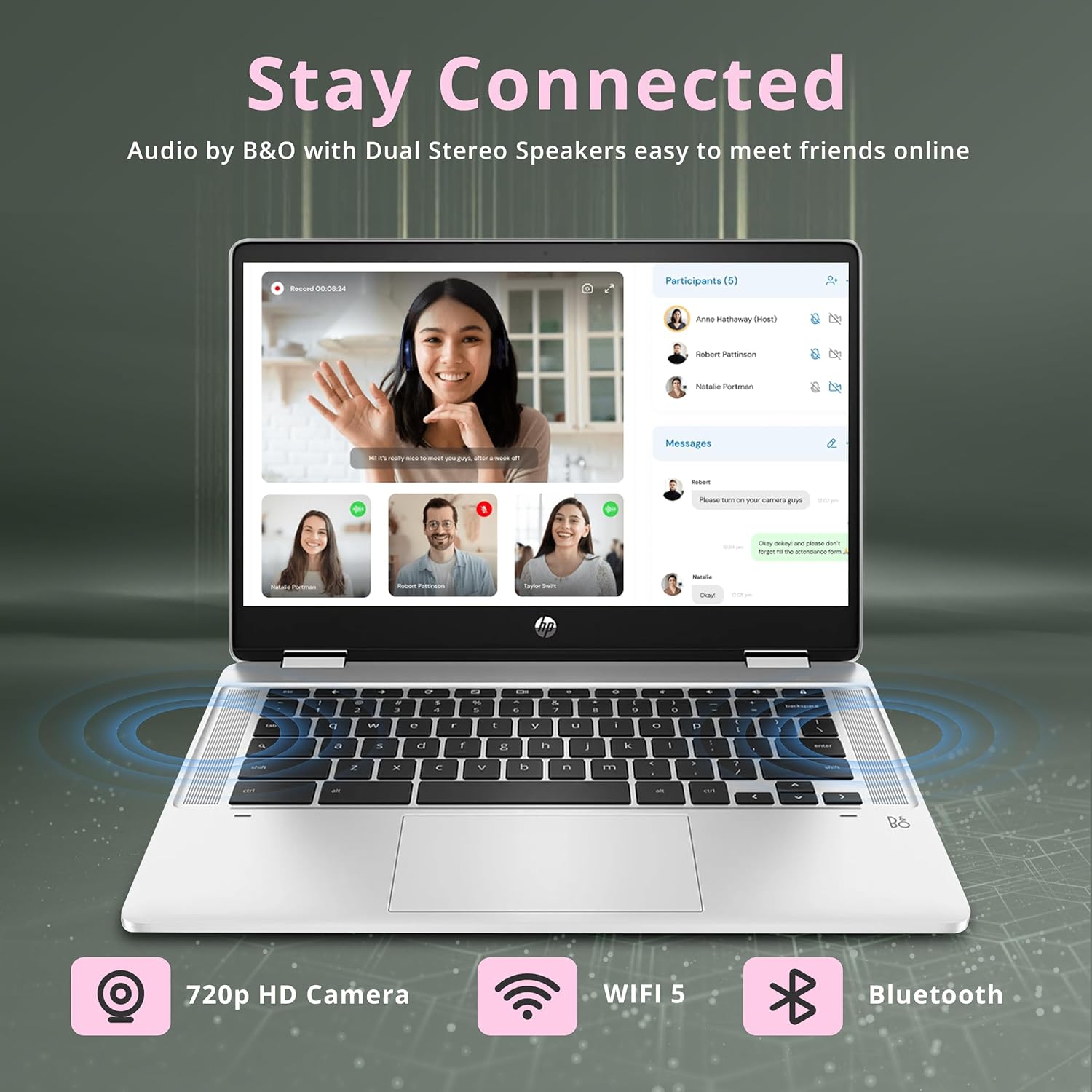 HP X360 2-in-1 Chromebook 14" HD Touchscreen Laptop, Intel Celeron N4500, 4GB RAM, 64GB eMMC, Intel UHD Graphics, Wi-Fi, Bluetooth, Silver, Chrome