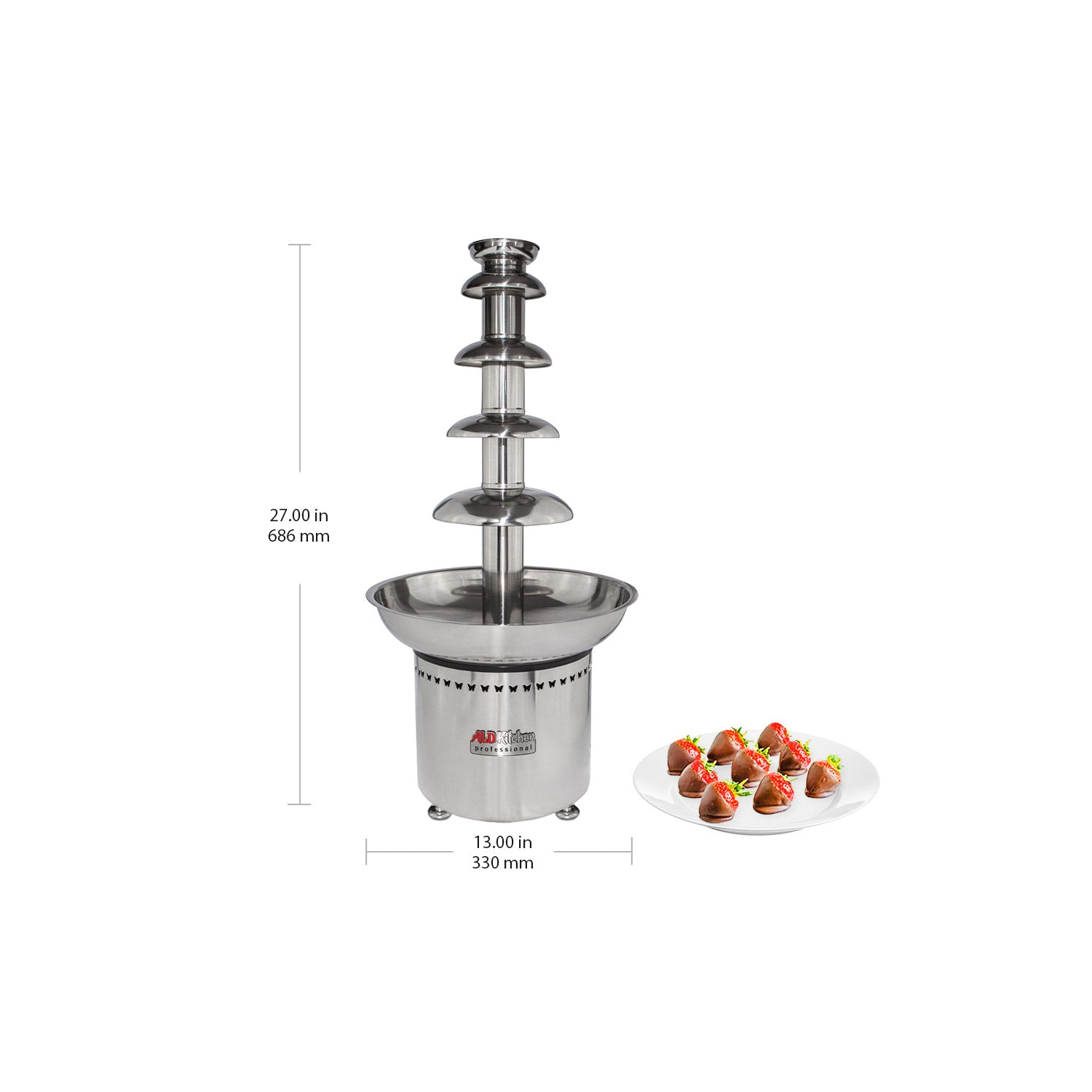 A-CF5M Chocolate Fountain | Stainless Steel Chocolate Fondue Fountain | 5 Tiers | Manual Control | 110V