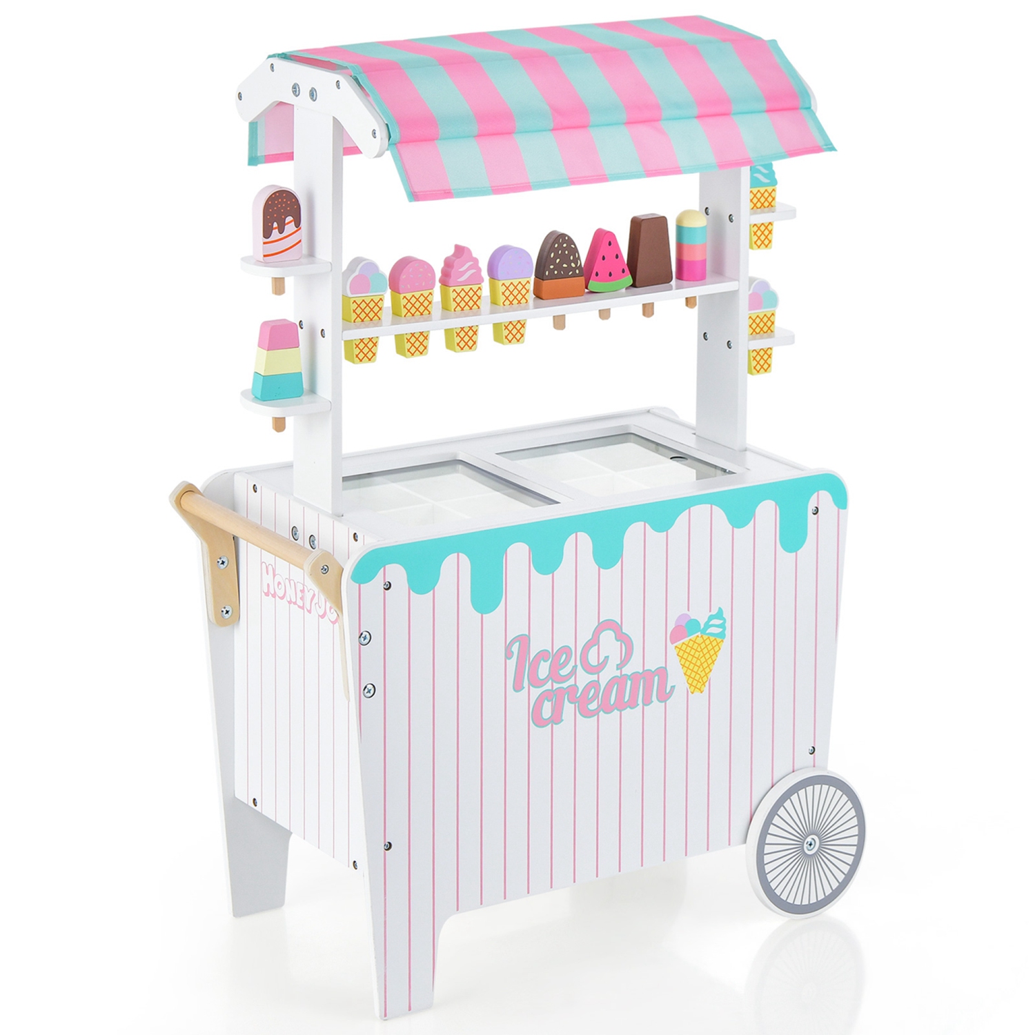 Ensemble de jouets de coffre à crème glacée avec présentoir et accessoires pour enfants de Costway