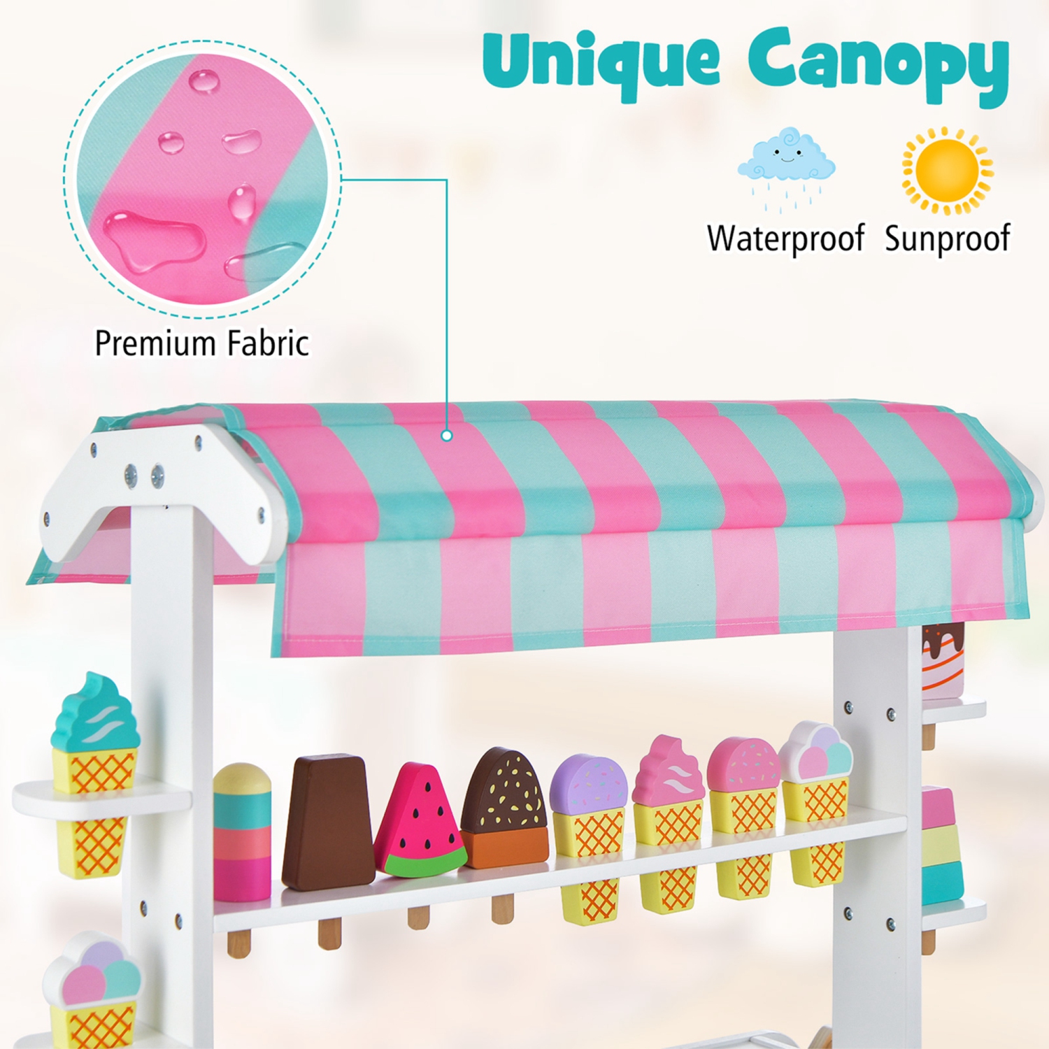 Ensemble de jouets de coffre à crème glacée avec présentoir et accessoires pour enfants de Costway
