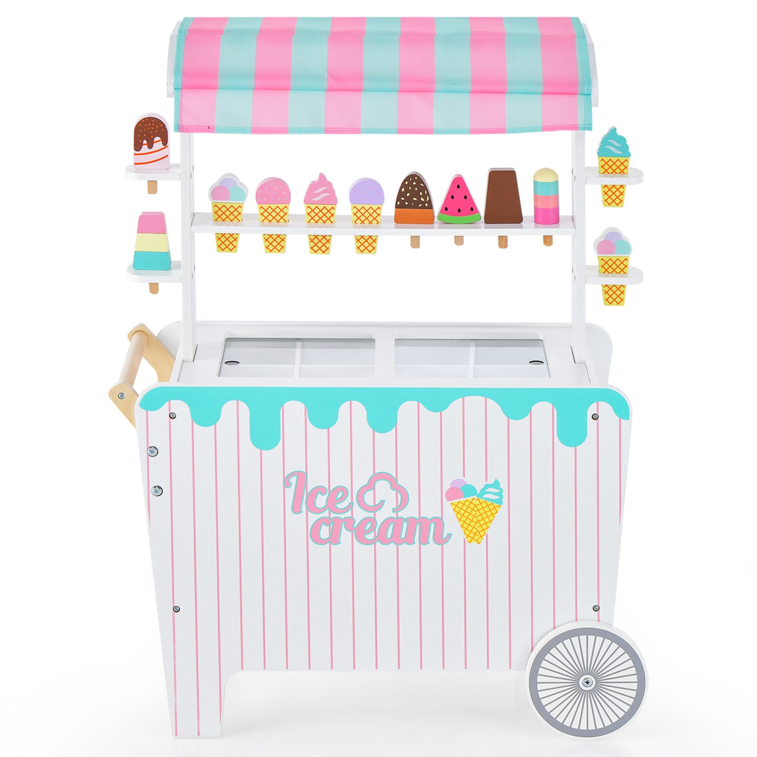 Ensemble de jouets de coffre à crème glacée avec présentoir et accessoires pour enfants de Costway