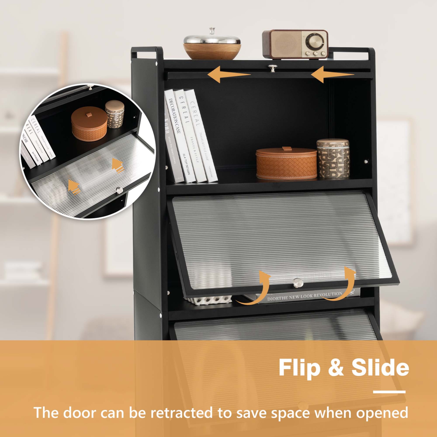 Costway 5-Tier Kitchen Baker's Rack Storage Cabinet Mobile Microwave Stand Flip-up Doors