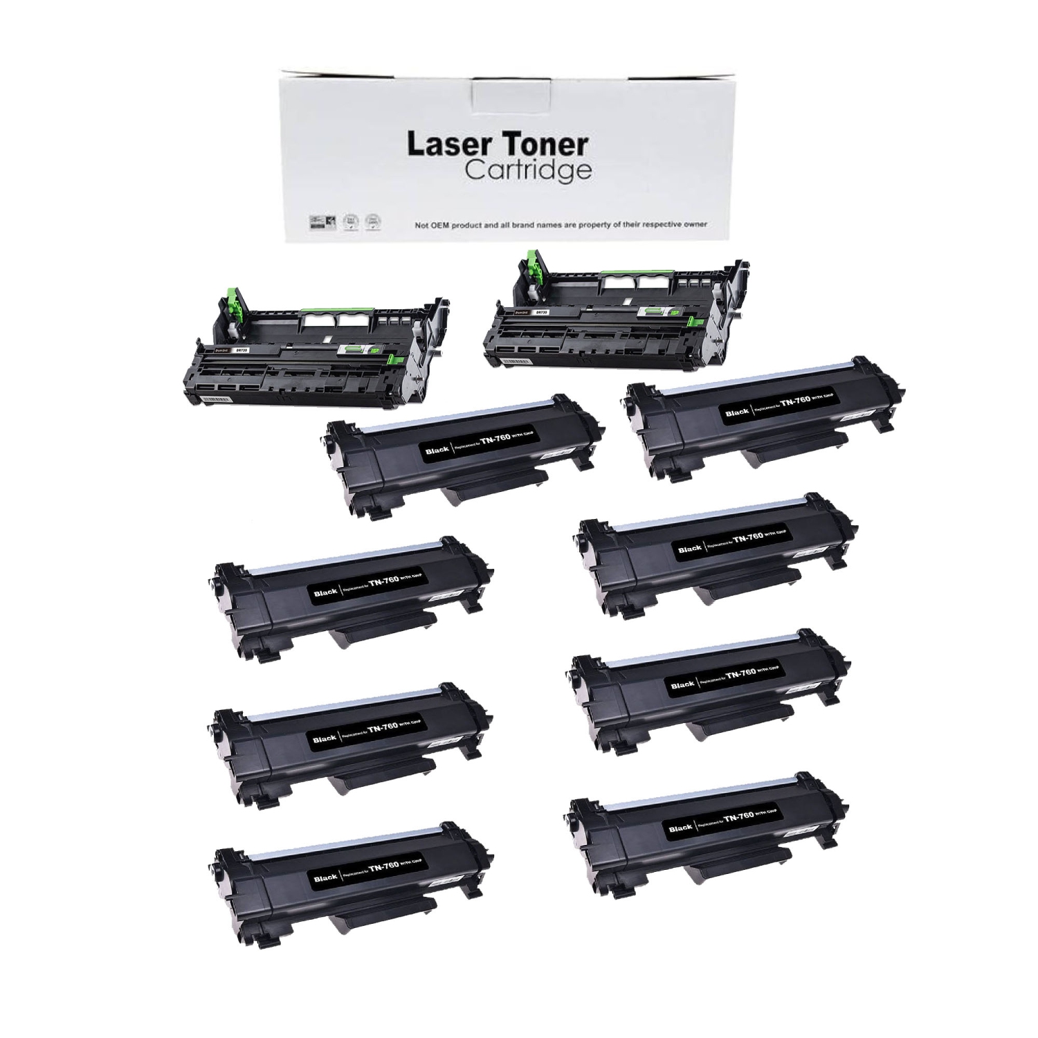TONER4U - 10 Packs (TN760+DR730) Compatible Cartridges for TN 760,DR730 HL L2350DW L2370DW L2370DWXL L2390DW L2395DW & MFC L2710DW L2730DW L2750DWXL