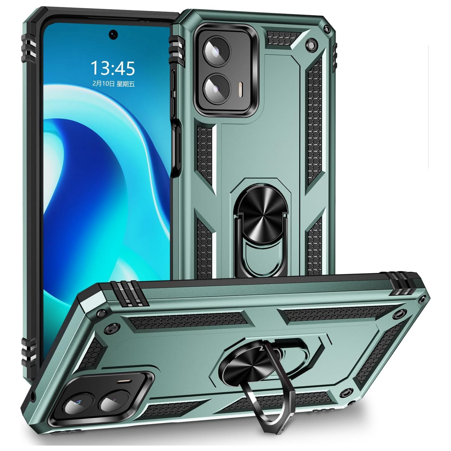 [CS] Anti-Drop Hybrid Magnetic Hard Armor Case with Ring Holder for Motorola Moto G Stylus 5G 2024, Green