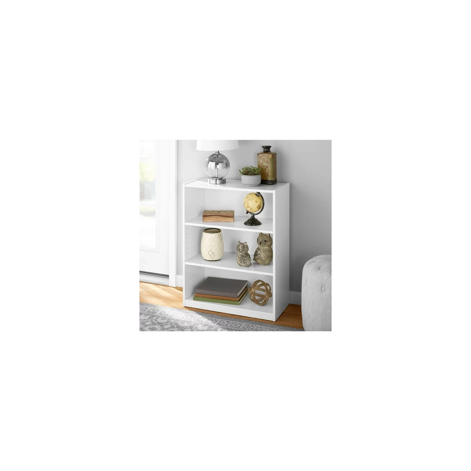 Bibliothèque à 3 tablettes mainstays avec tablettes réglables, plusieurs couleurs, tablettes réglables, 31 po de hauteur, blanc